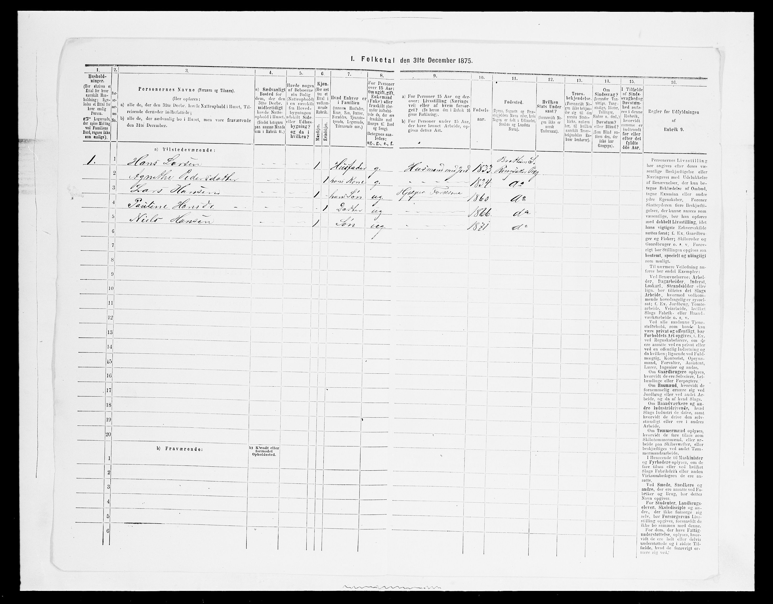 SAH, 1875 census for 0412P Ringsaker, 1875, p. 3394