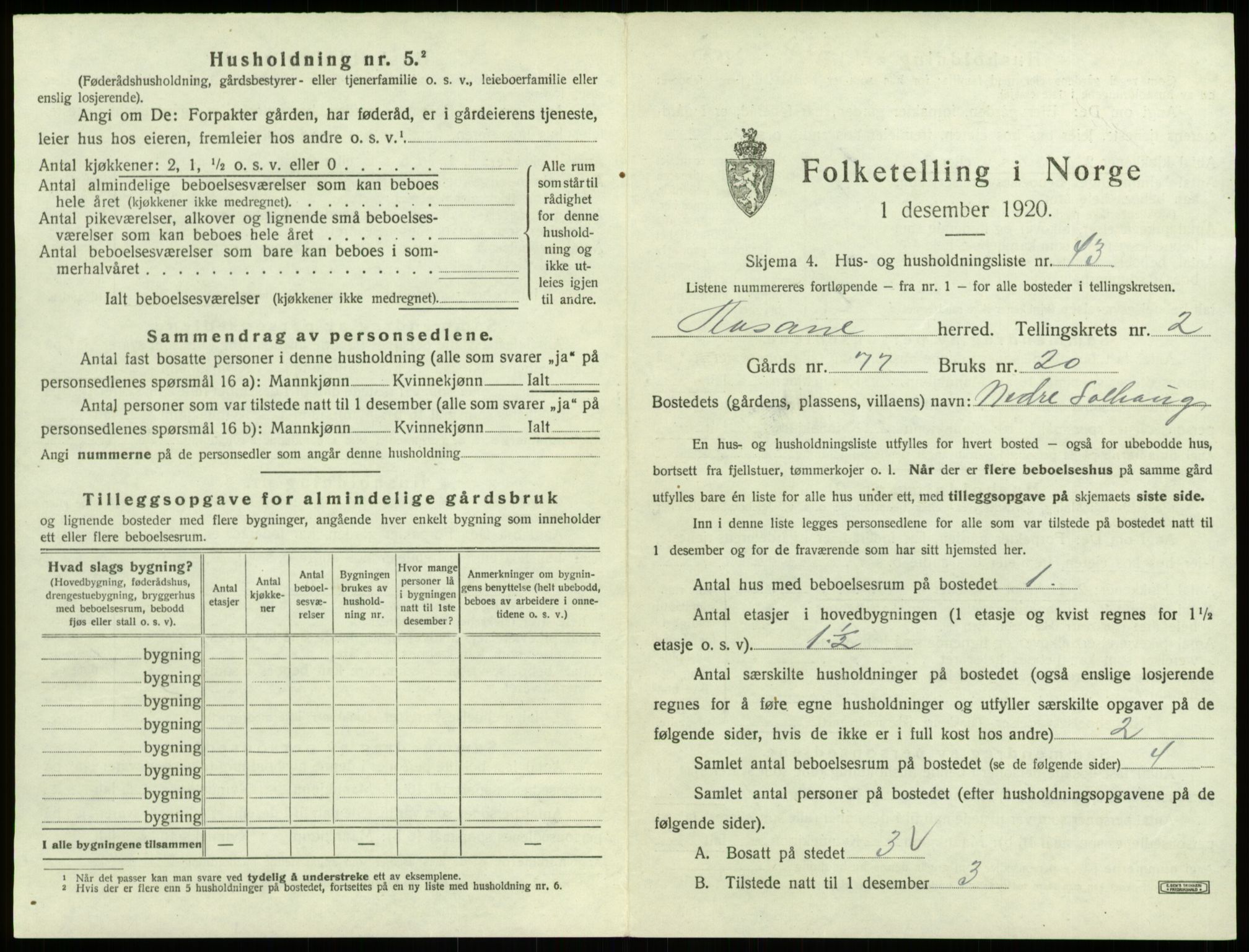 SAB, 1920 census for Åsane, 1920, p. 184