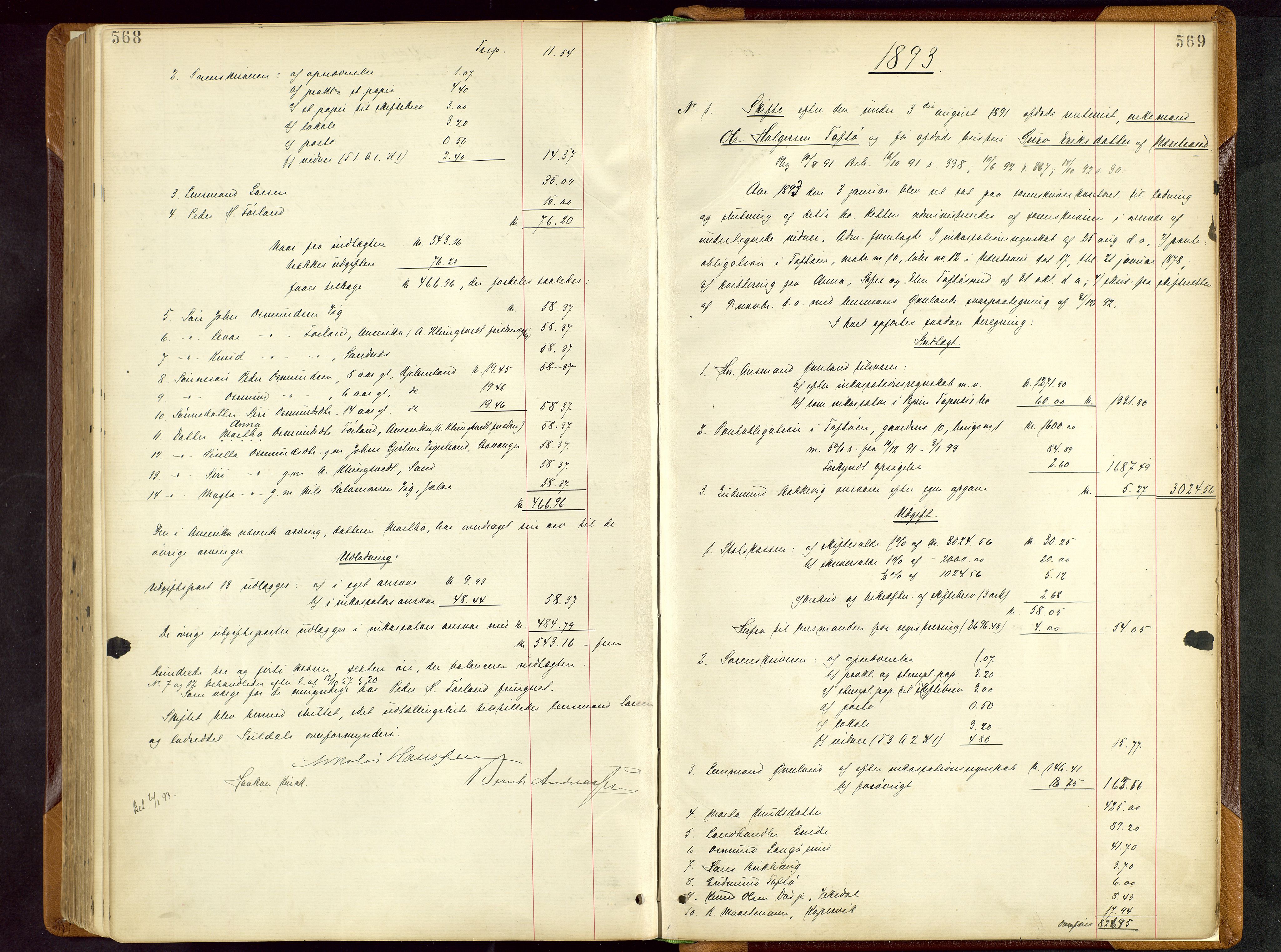 Ryfylke tingrett, AV/SAST-A-100055/001/IV/IVD/L0028: Skifteprotokoll, register i protokollen, 1885-1893, p. 568-569