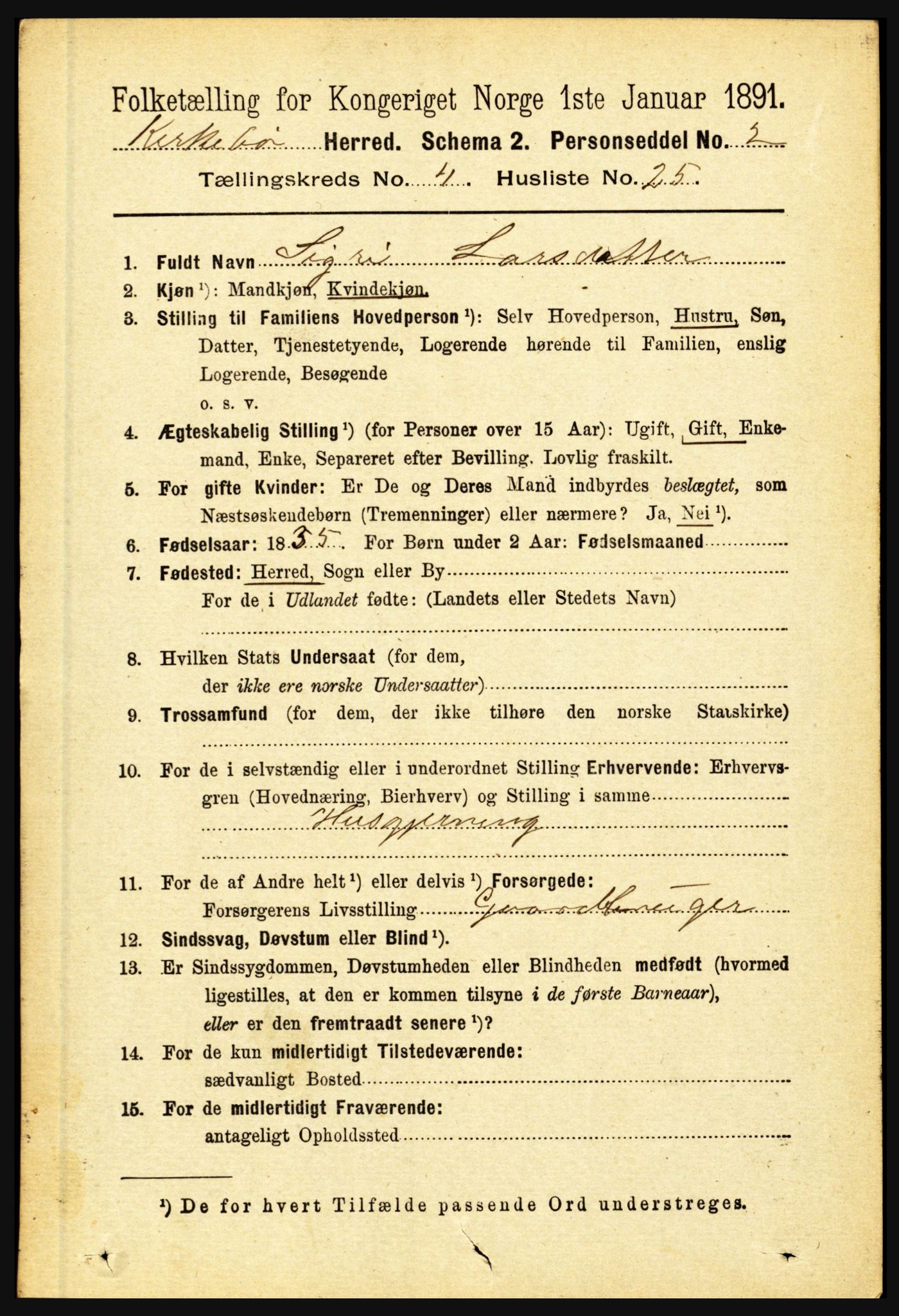 RA, 1891 census for 1416 Kyrkjebø, 1891, p. 996