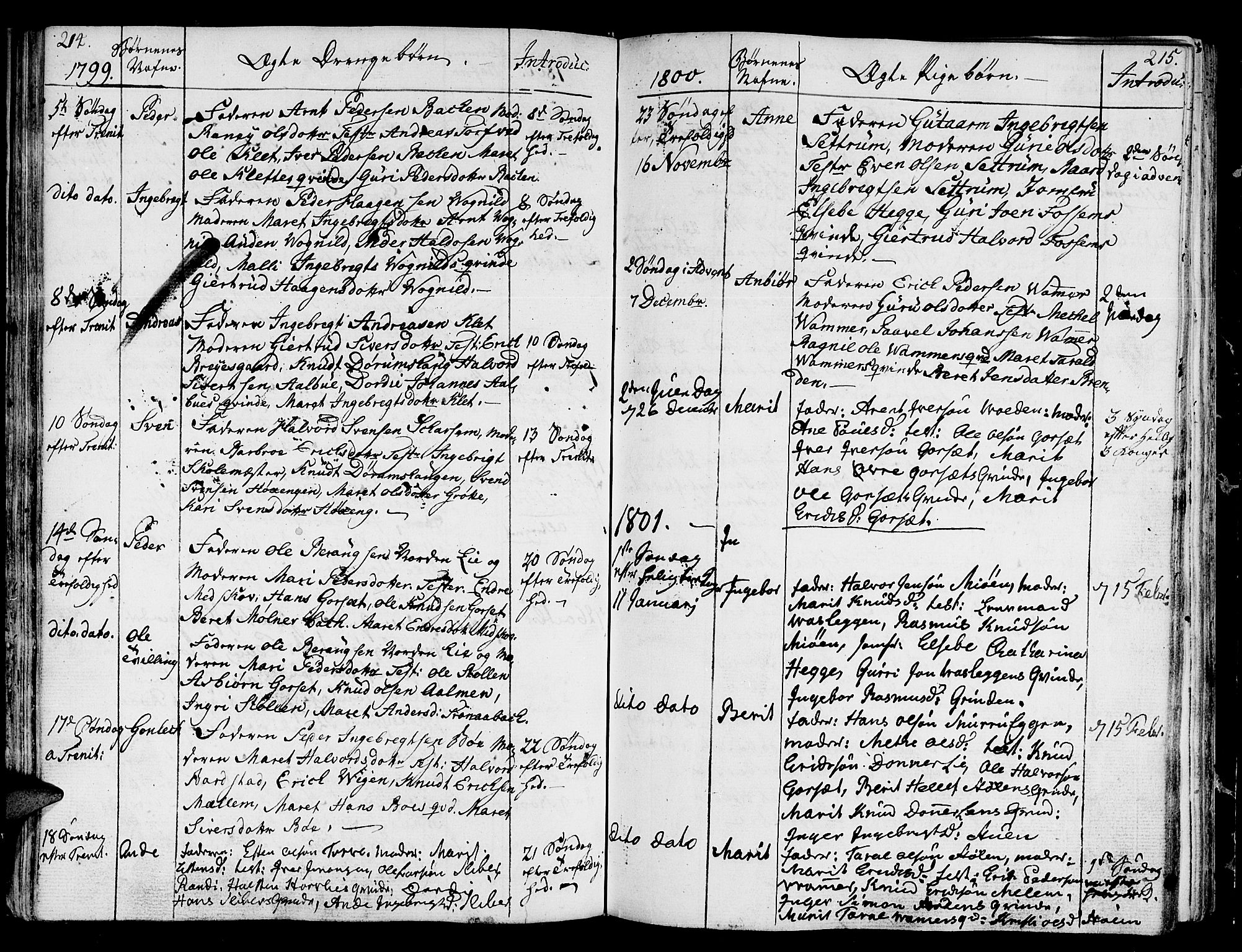 Ministerialprotokoller, klokkerbøker og fødselsregistre - Sør-Trøndelag, SAT/A-1456/678/L0893: Parish register (official) no. 678A03, 1792-1805, p. 214-215