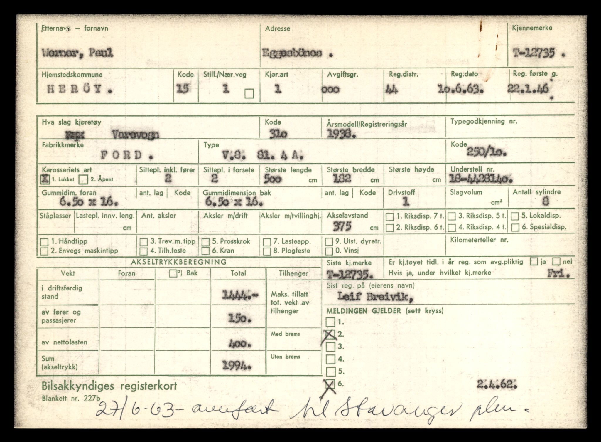 Møre og Romsdal vegkontor - Ålesund trafikkstasjon, AV/SAT-A-4099/F/Fe/L0035: Registreringskort for kjøretøy T 12653 - T 12829, 1927-1998, p. 1550