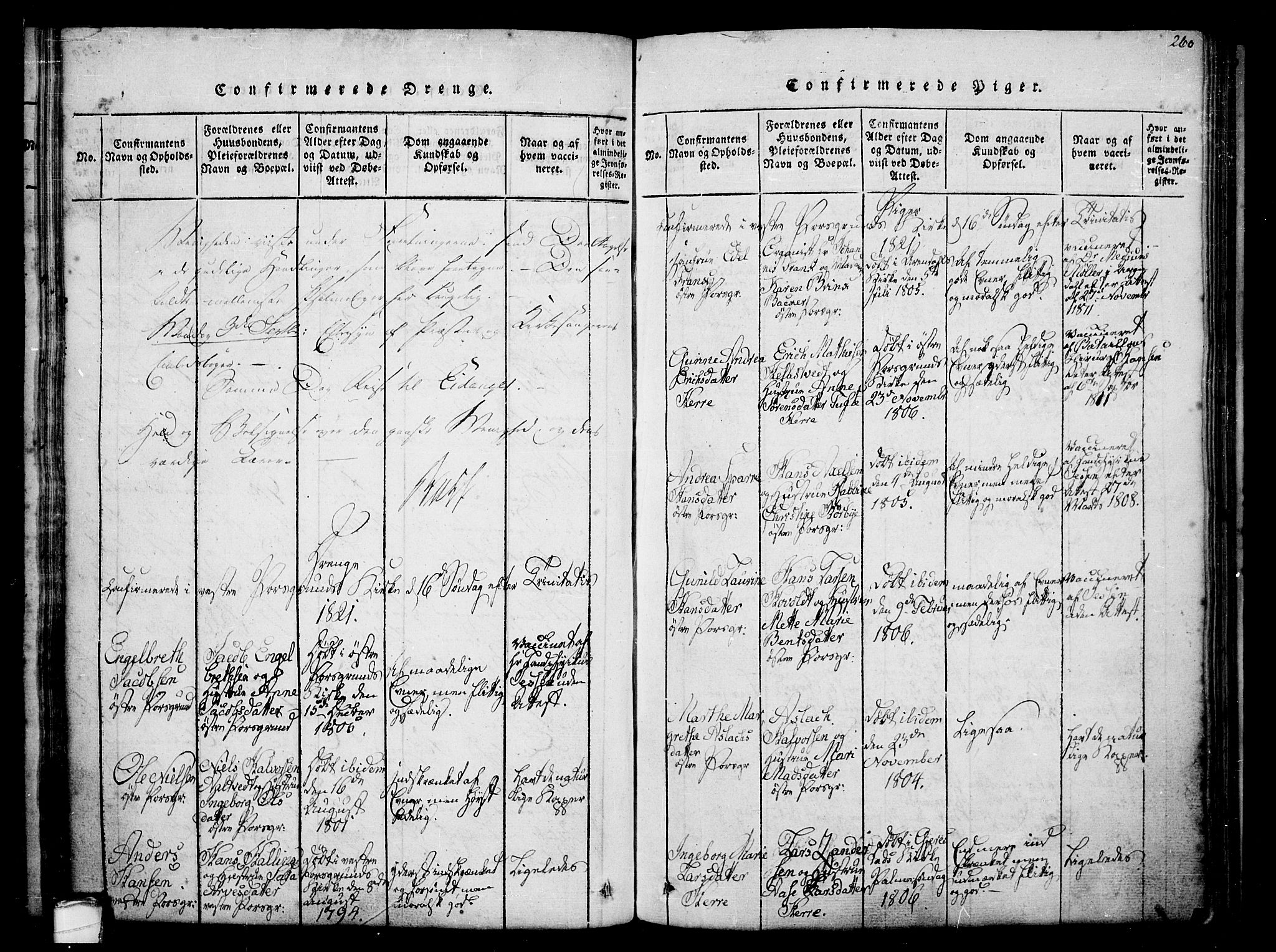 Porsgrunn kirkebøker , AV/SAKO-A-104/F/Fa/L0004: Parish register (official) no. 4, 1814-1828, p. 260