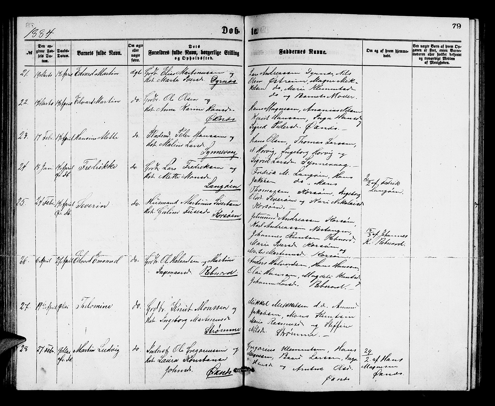 Lindås Sokneprestembete, SAB/A-76701/H/Hab: Parish register (copy) no. C 2, 1868-1885, p. 79