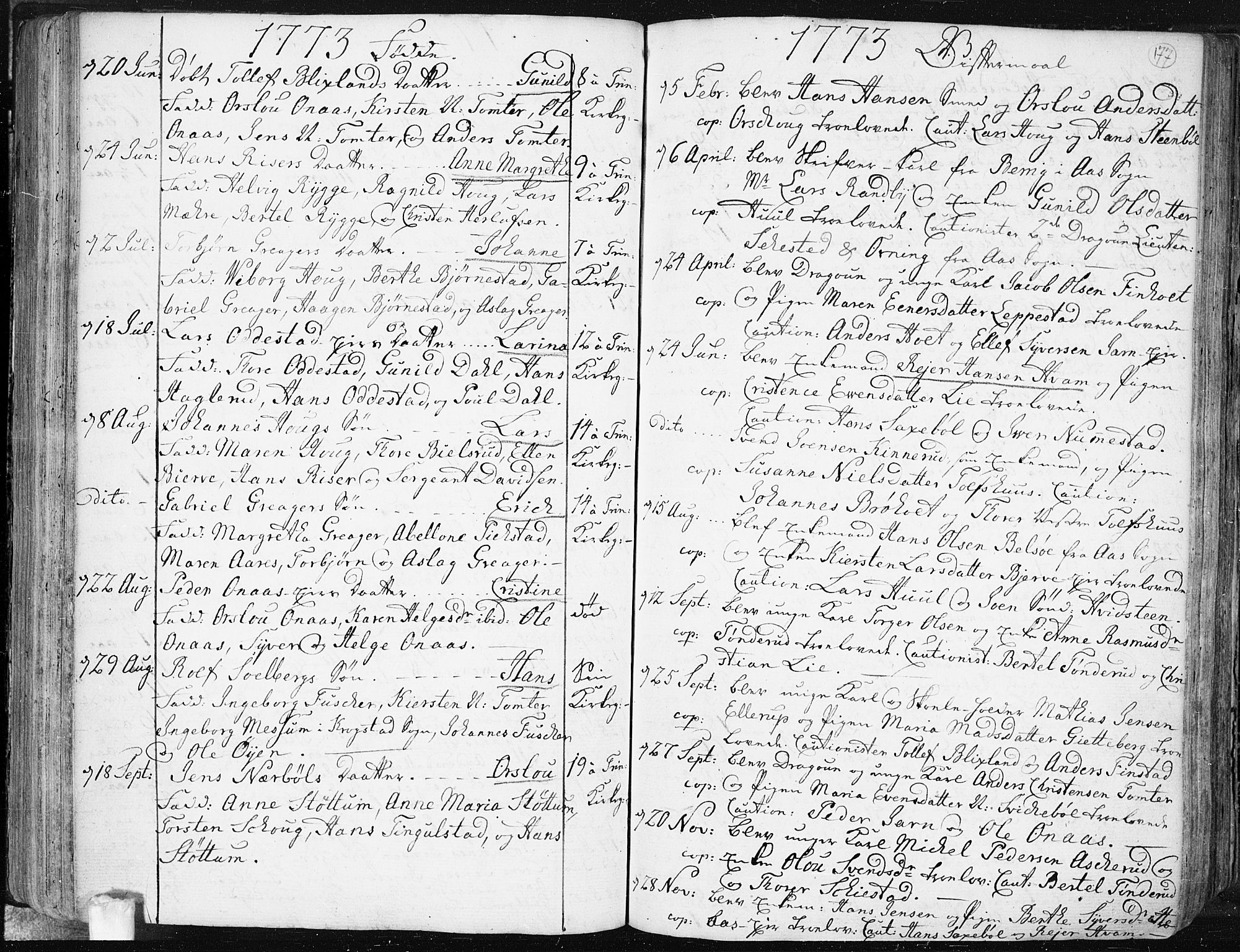 Hobøl prestekontor Kirkebøker, AV/SAO-A-2002/F/Fa/L0001: Parish register (official) no. I 1, 1733-1814, p. 177