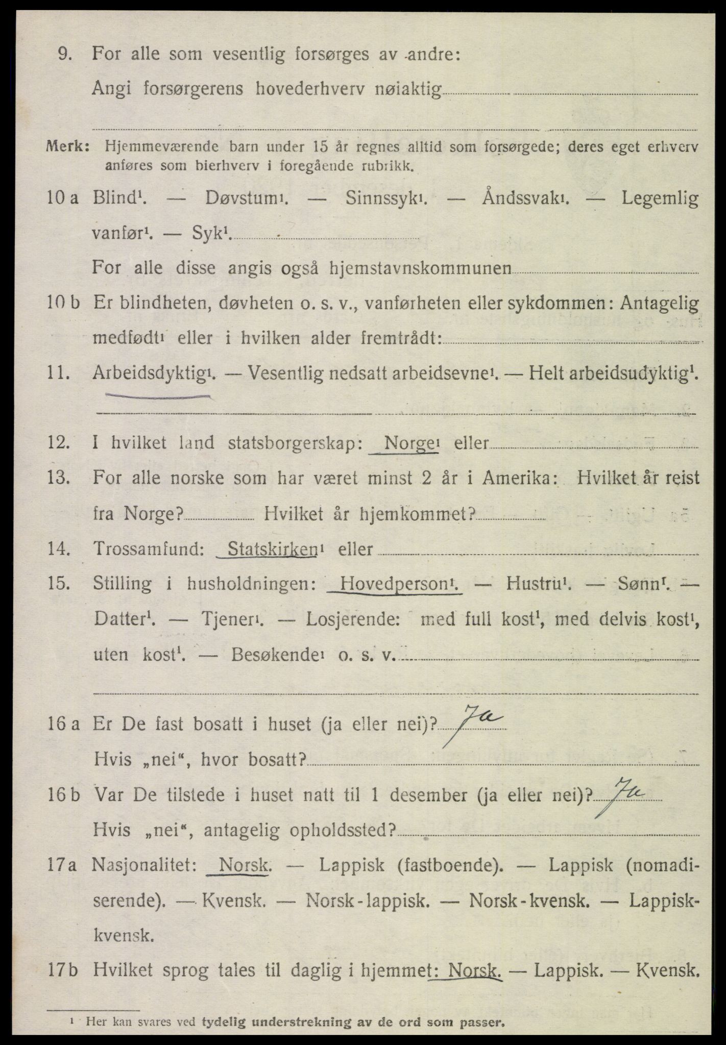 SAT, 1920 census for Snåsa, 1920, p. 4949