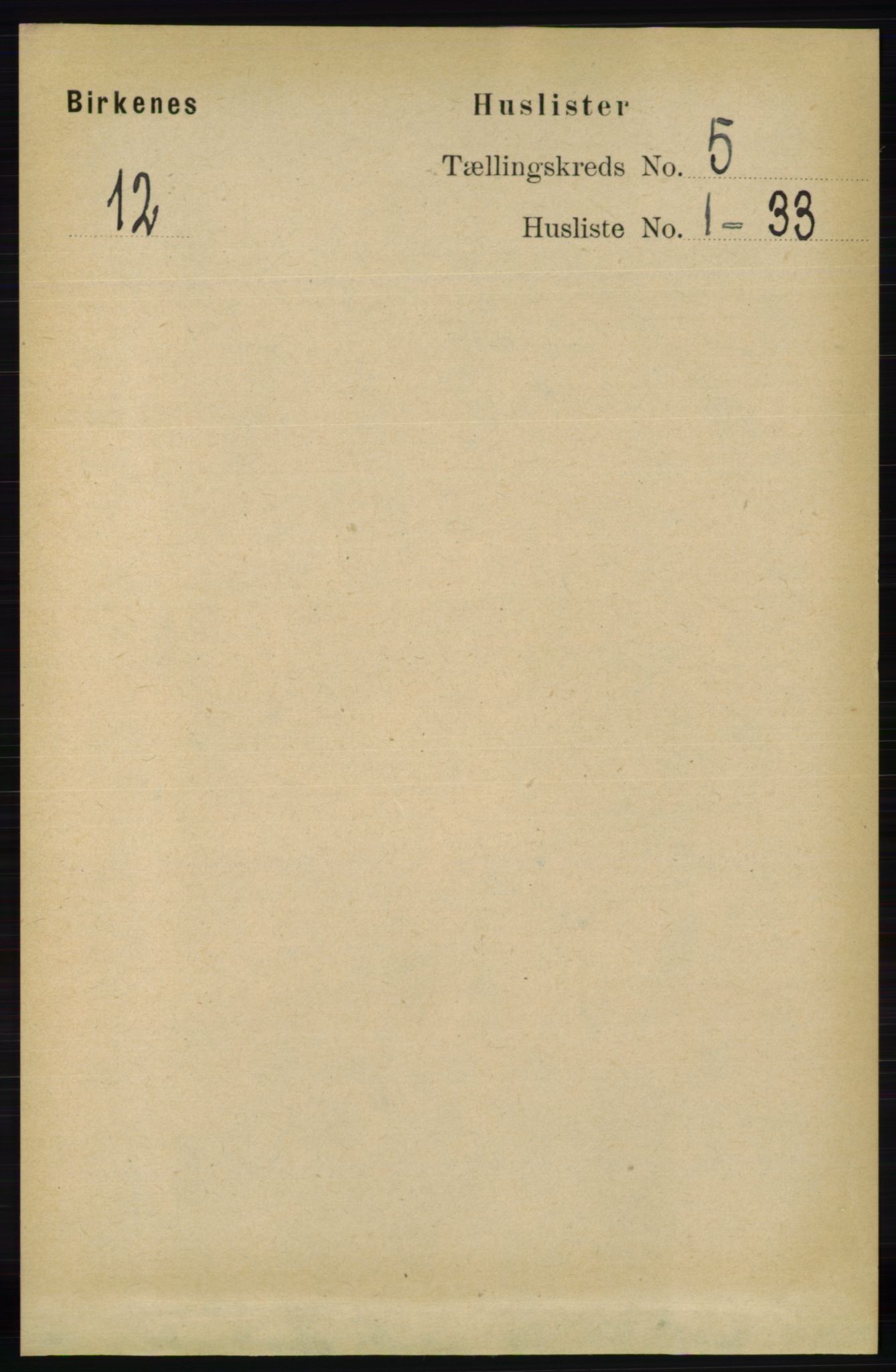 RA, 1891 Census for 0928 Birkenes, 1891, p. 1496