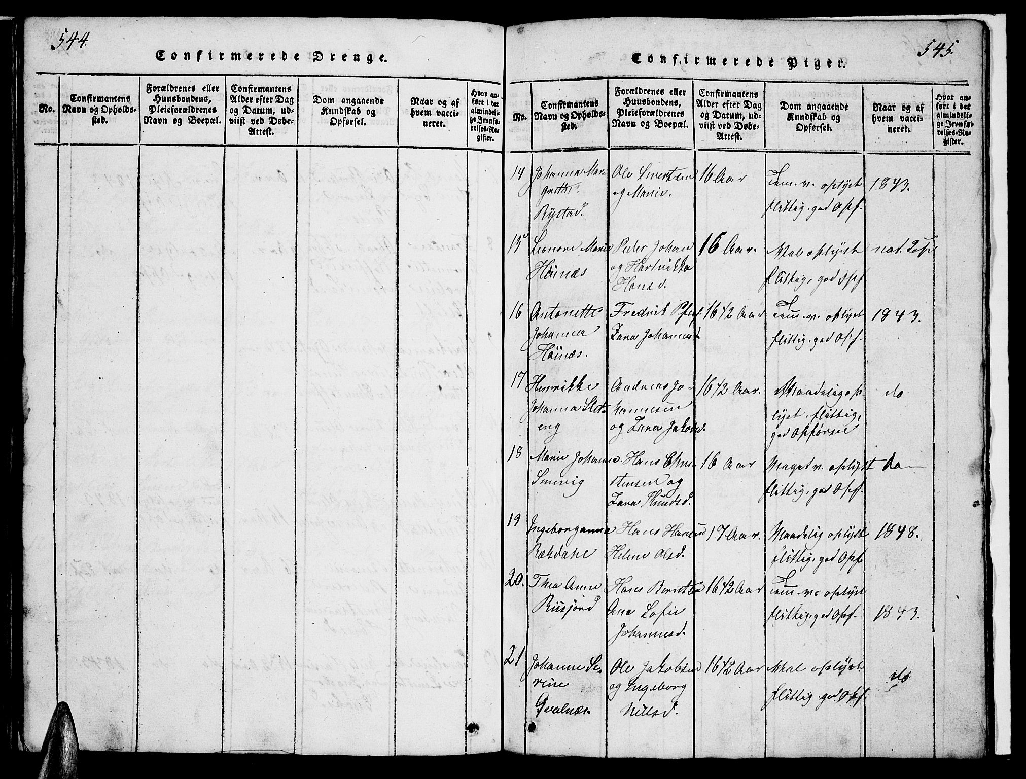 Ministerialprotokoller, klokkerbøker og fødselsregistre - Nordland, AV/SAT-A-1459/880/L1139: Parish register (copy) no. 880C01, 1836-1857, p. 544-545