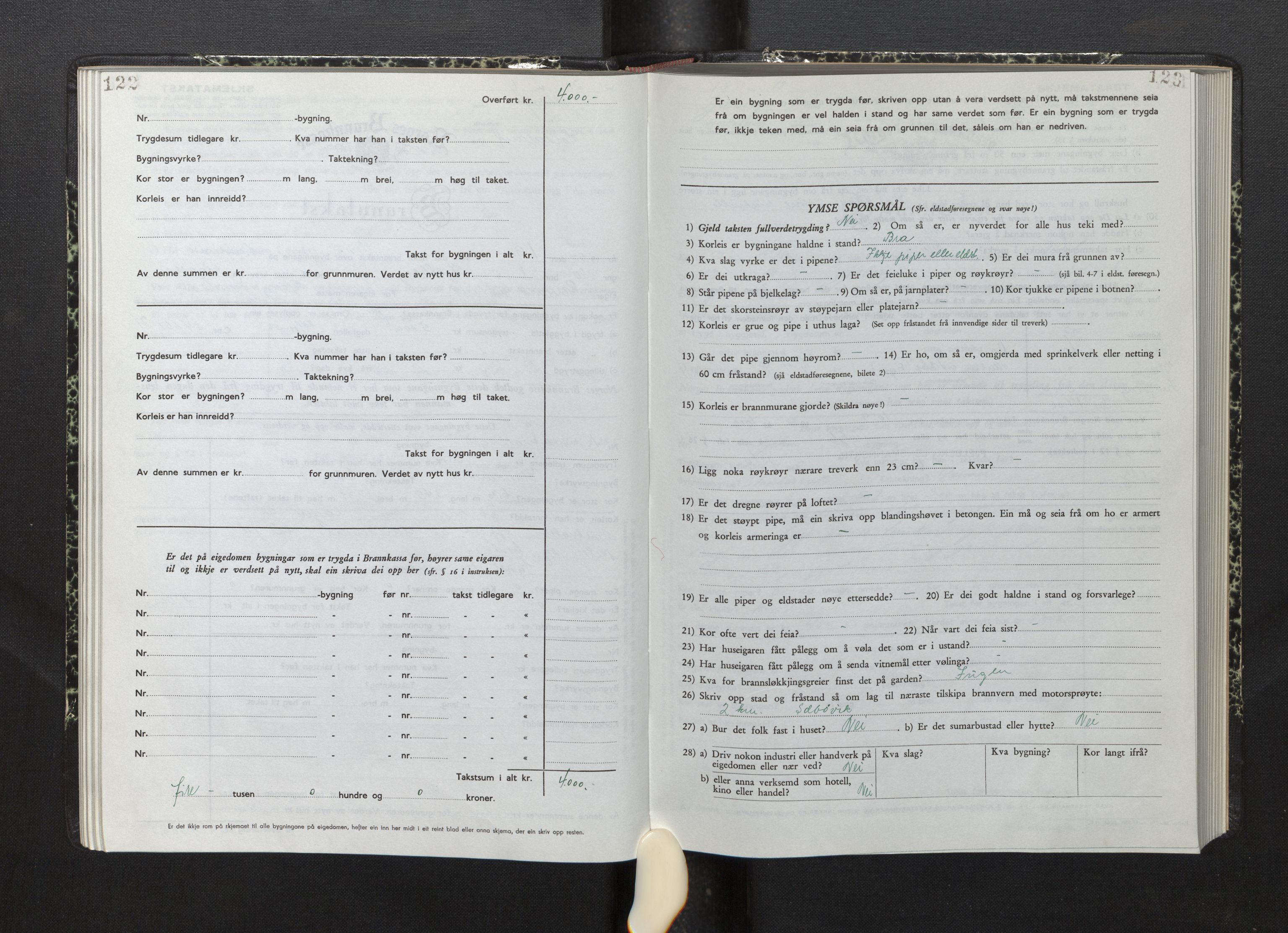 Lensmannen i Fjelberg, AV/SAB-A-32101/0012/L0008: Branntakstprotokoll, skjematakst, 1949-1955, p. 122-123