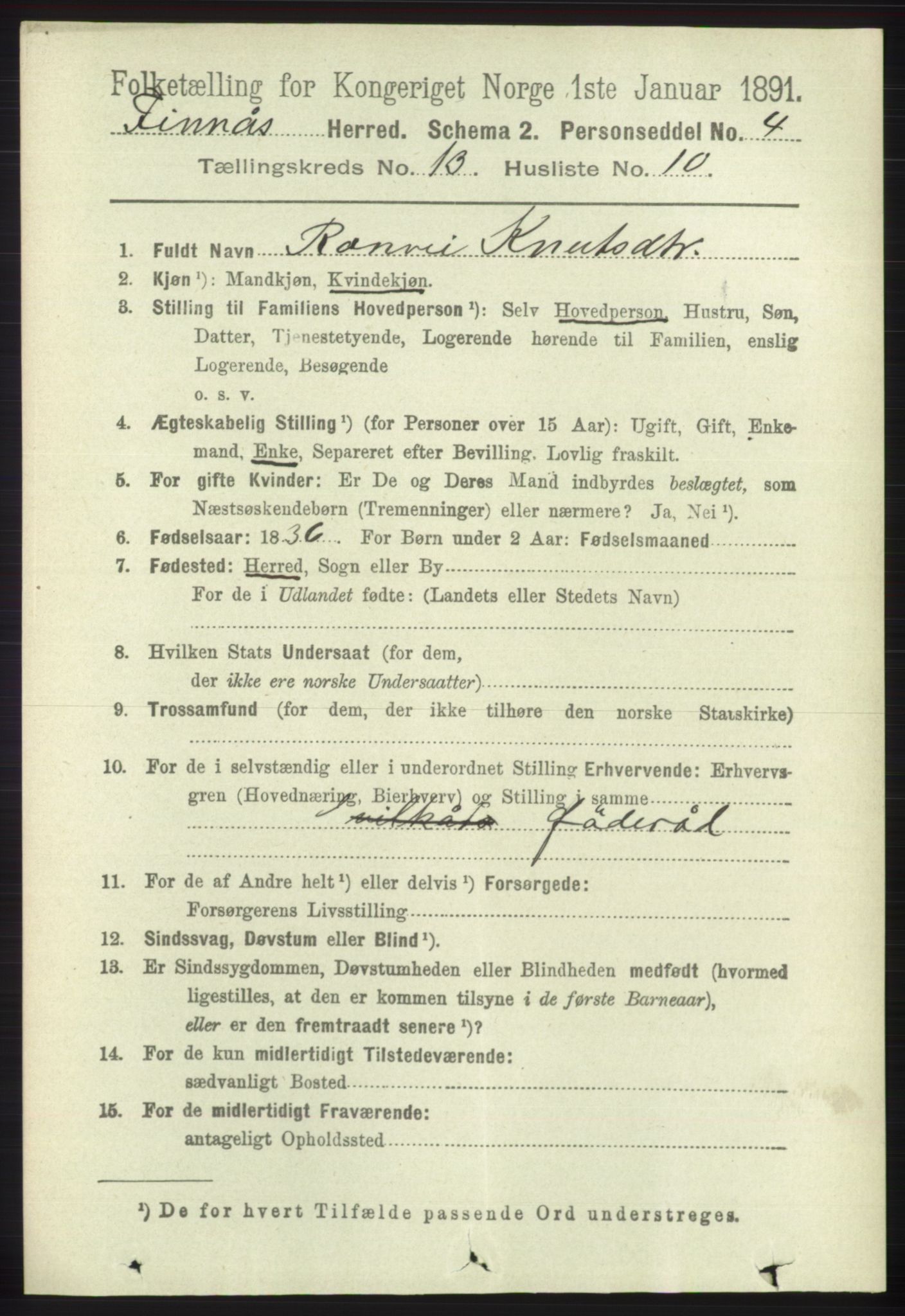 RA, 1891 census for 1218 Finnås, 1891, p. 5658