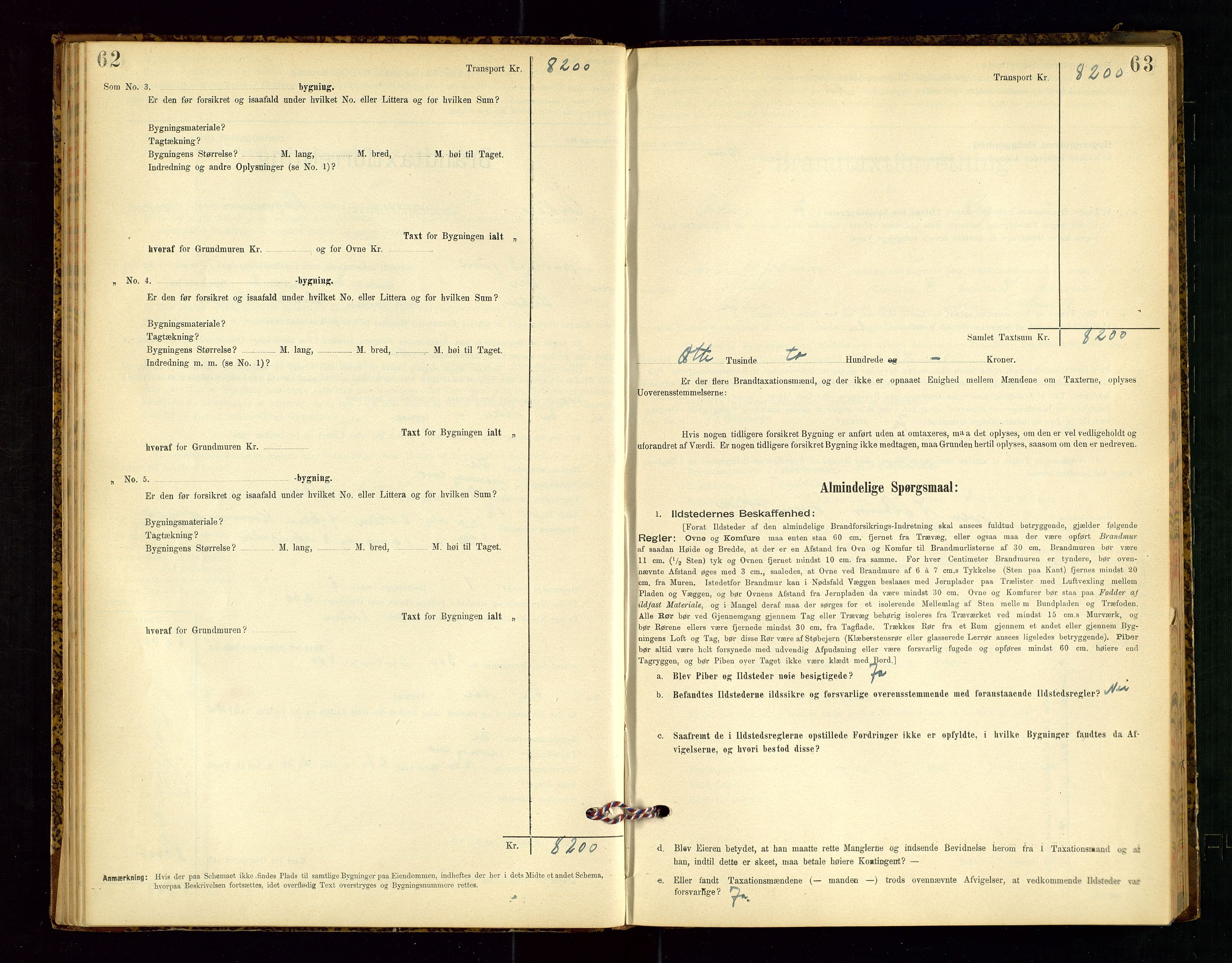 Årdal lensmannskontor, SAST/A-100453/Gob/L0001: "Brandtaxationsprotokol", 1897-1950, p. 62-63