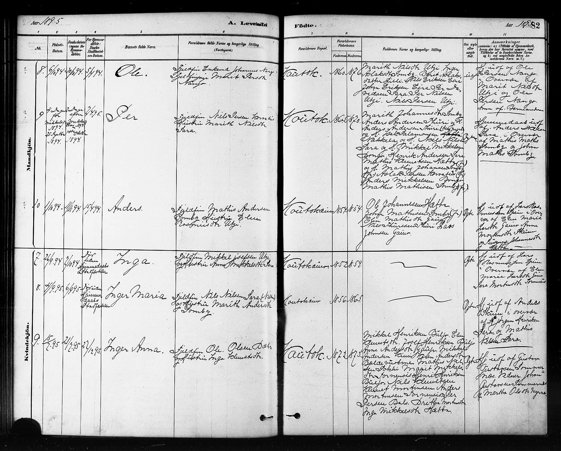 Kautokeino sokneprestembete, AV/SATØ-S-1340/H/Hb/L0002.klokk: Parish register (copy) no. 2, 1877-1896, p. 82