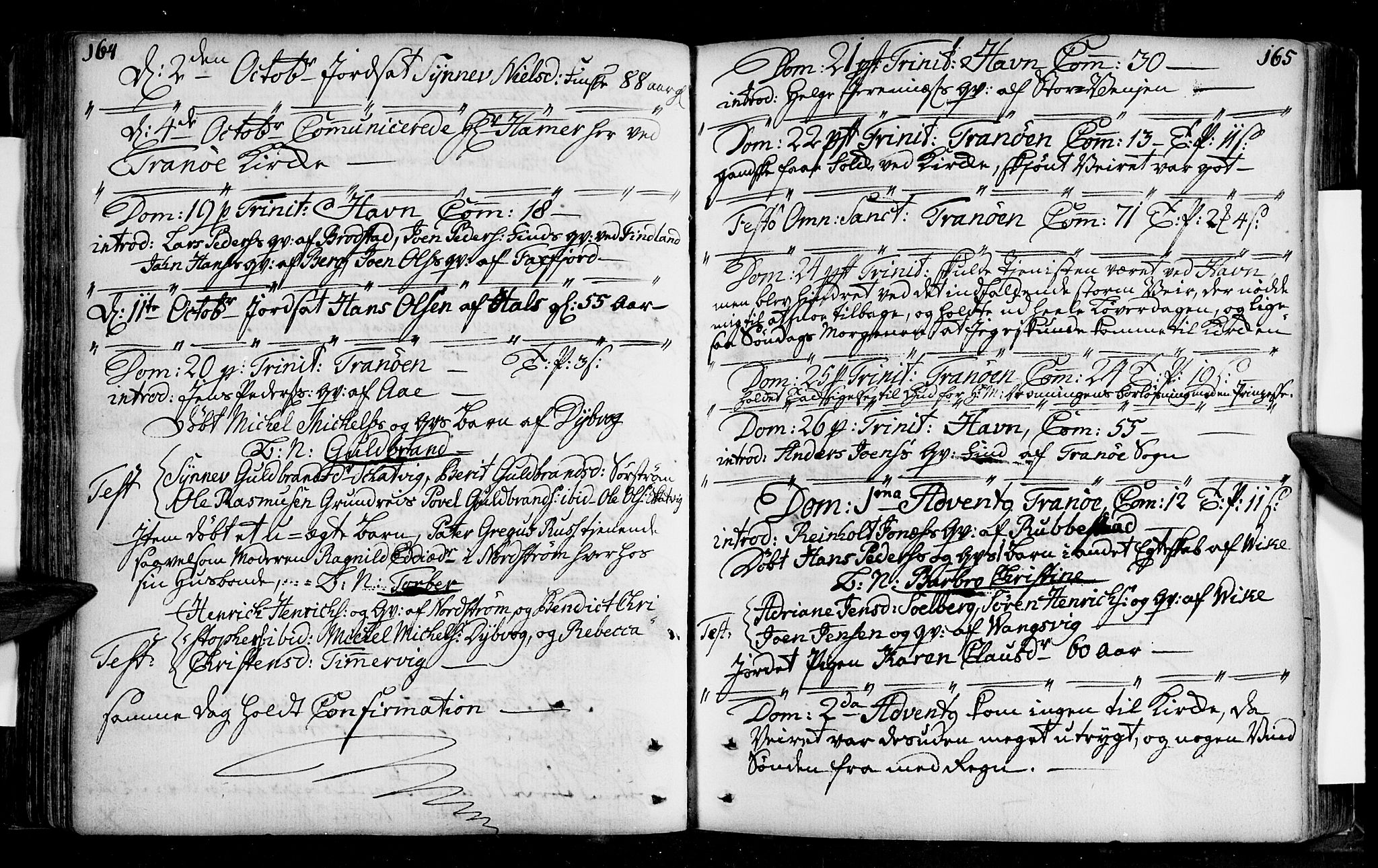 Tranøy sokneprestkontor, SATØ/S-1313/I/Ia/Iaa/L0001kirke: Parish register (official) no. 1, 1757-1773, p. 164-165