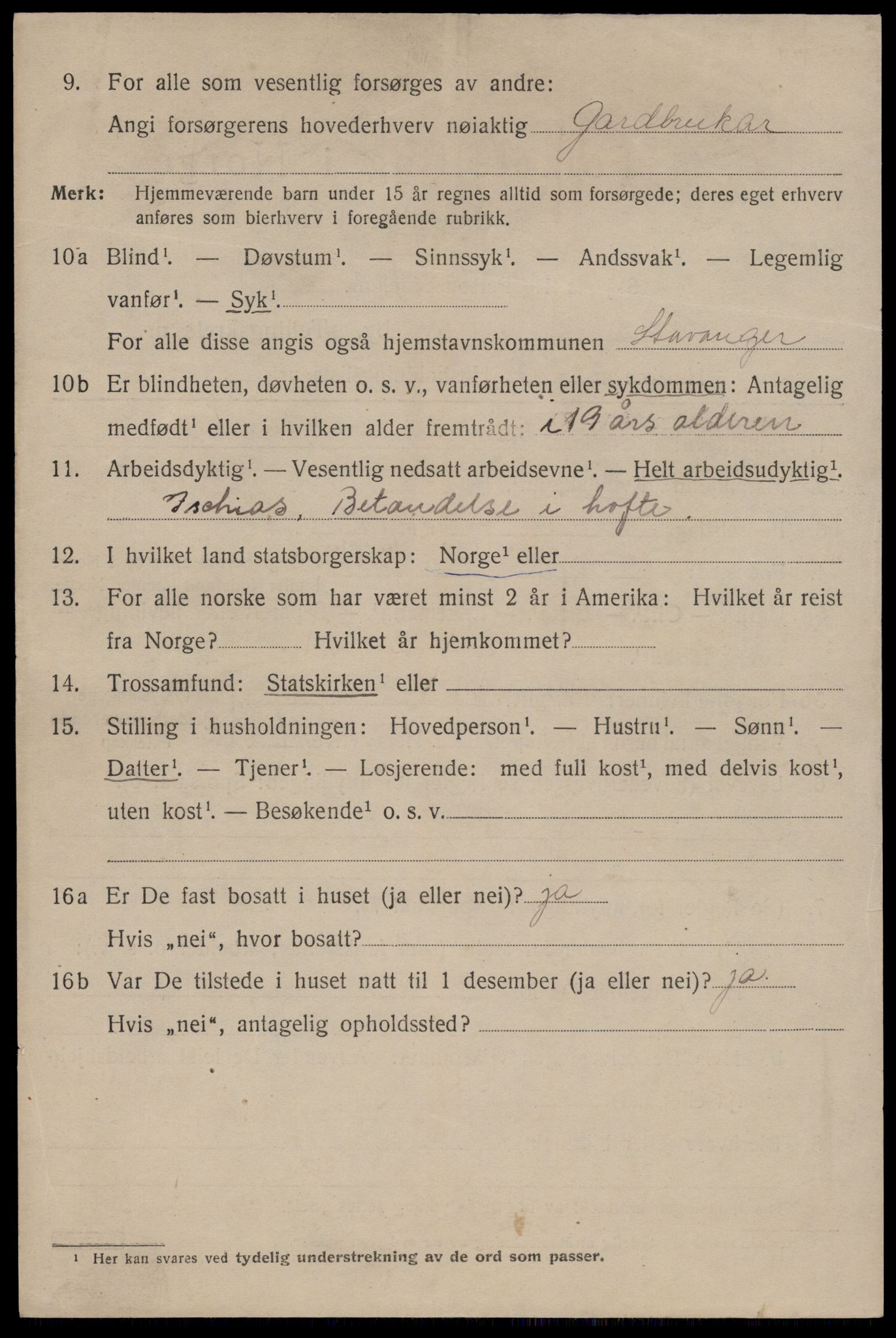 SAST, 1920 census for Stavanger, 1920, p. 44787