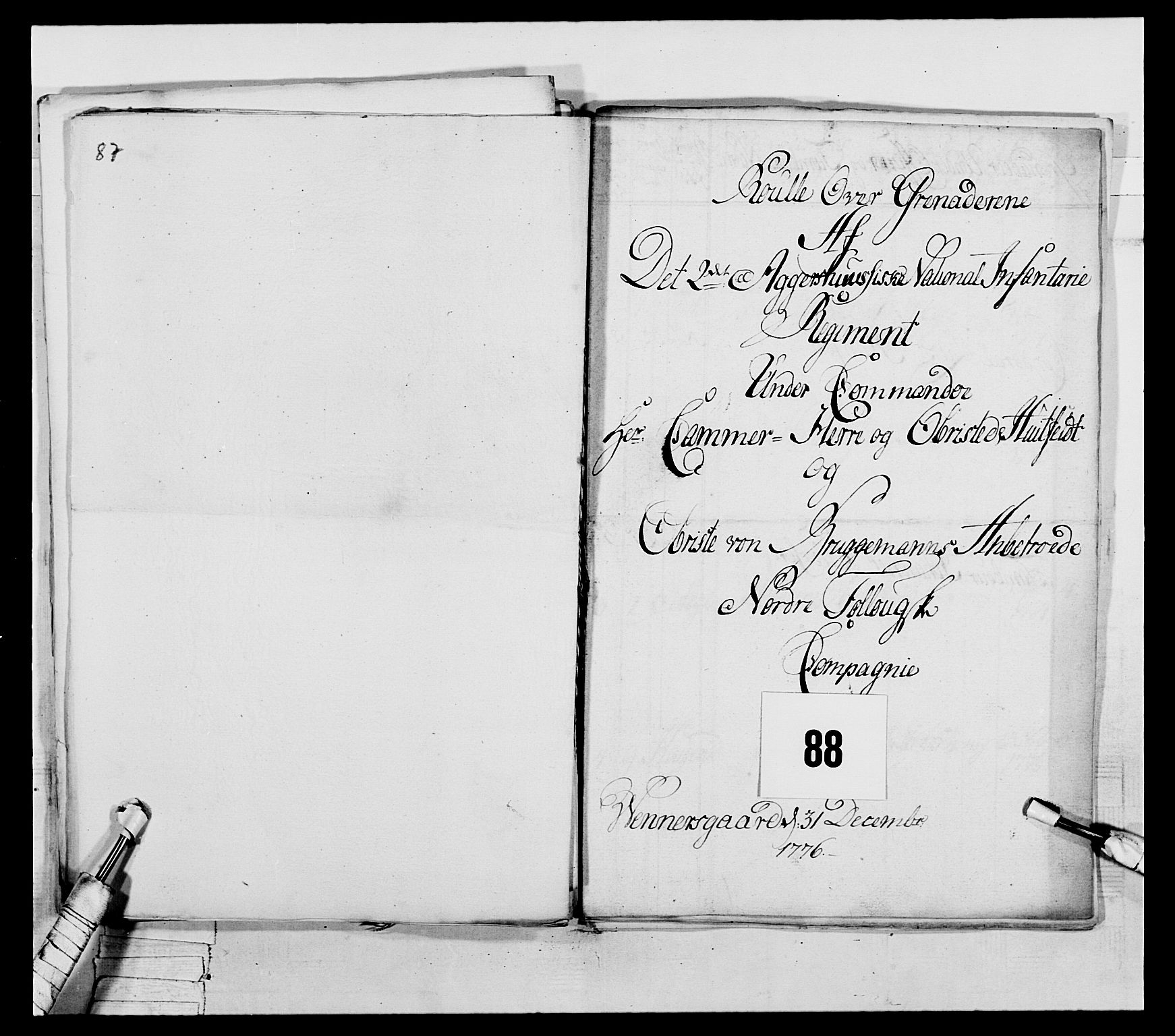 Generalitets- og kommissariatskollegiet, Det kongelige norske kommissariatskollegium, RA/EA-5420/E/Eh/L0043a: 2. Akershusiske nasjonale infanteriregiment, 1767-1778, p. 574