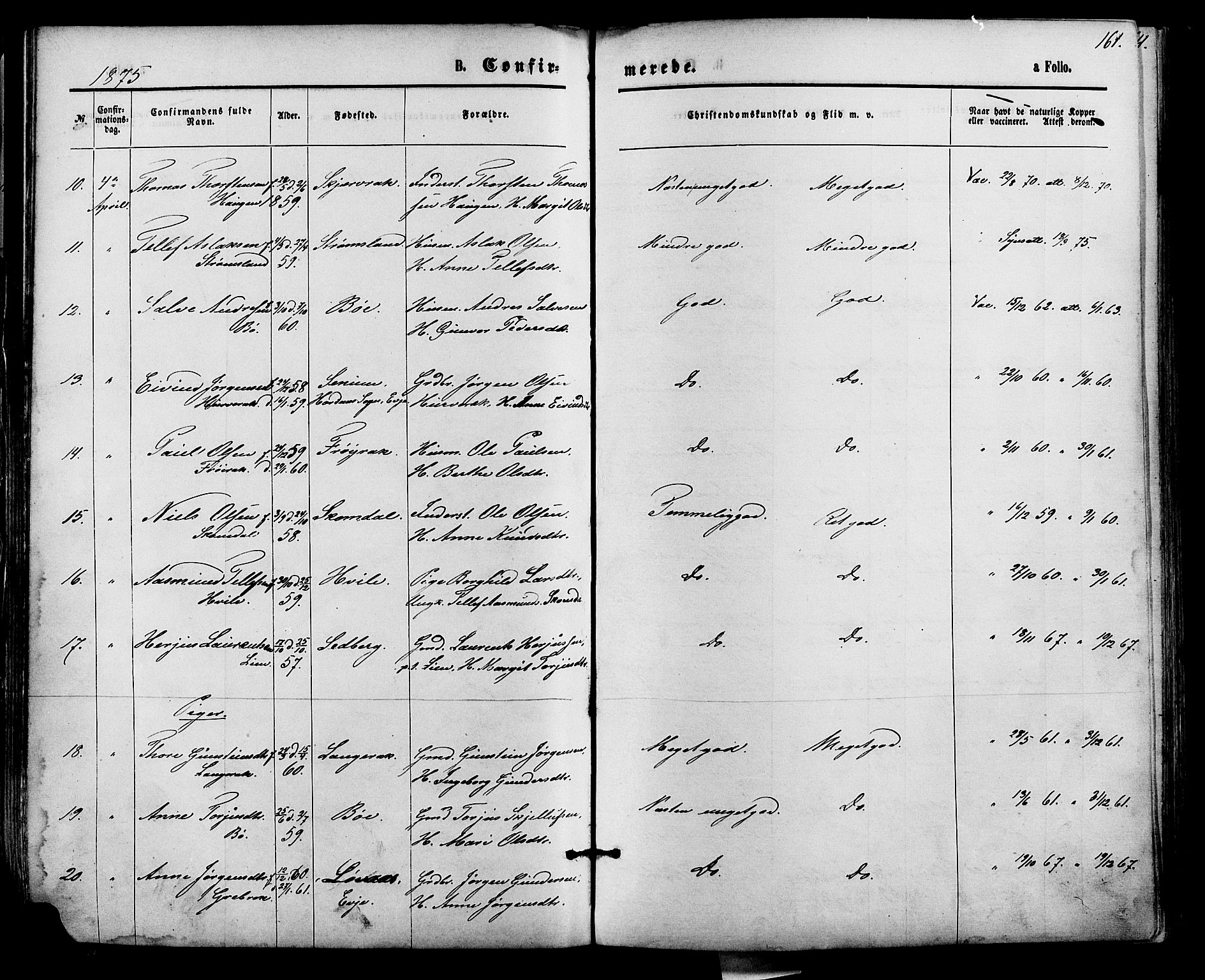 Bygland sokneprestkontor, AV/SAK-1111-0006/F/Fa/Fab/L0006: Parish register (official) no. A 6, 1873-1884, p. 161