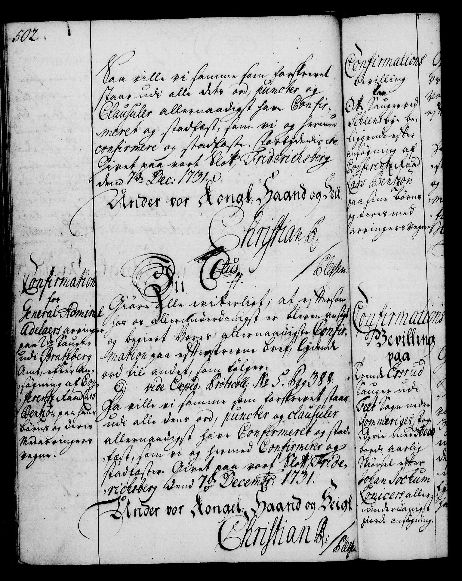 Rentekammeret, Kammerkanselliet, AV/RA-EA-3111/G/Gg/Gga/L0003: Norsk ekspedisjonsprotokoll med register (merket RK 53.3), 1727-1734, p. 502