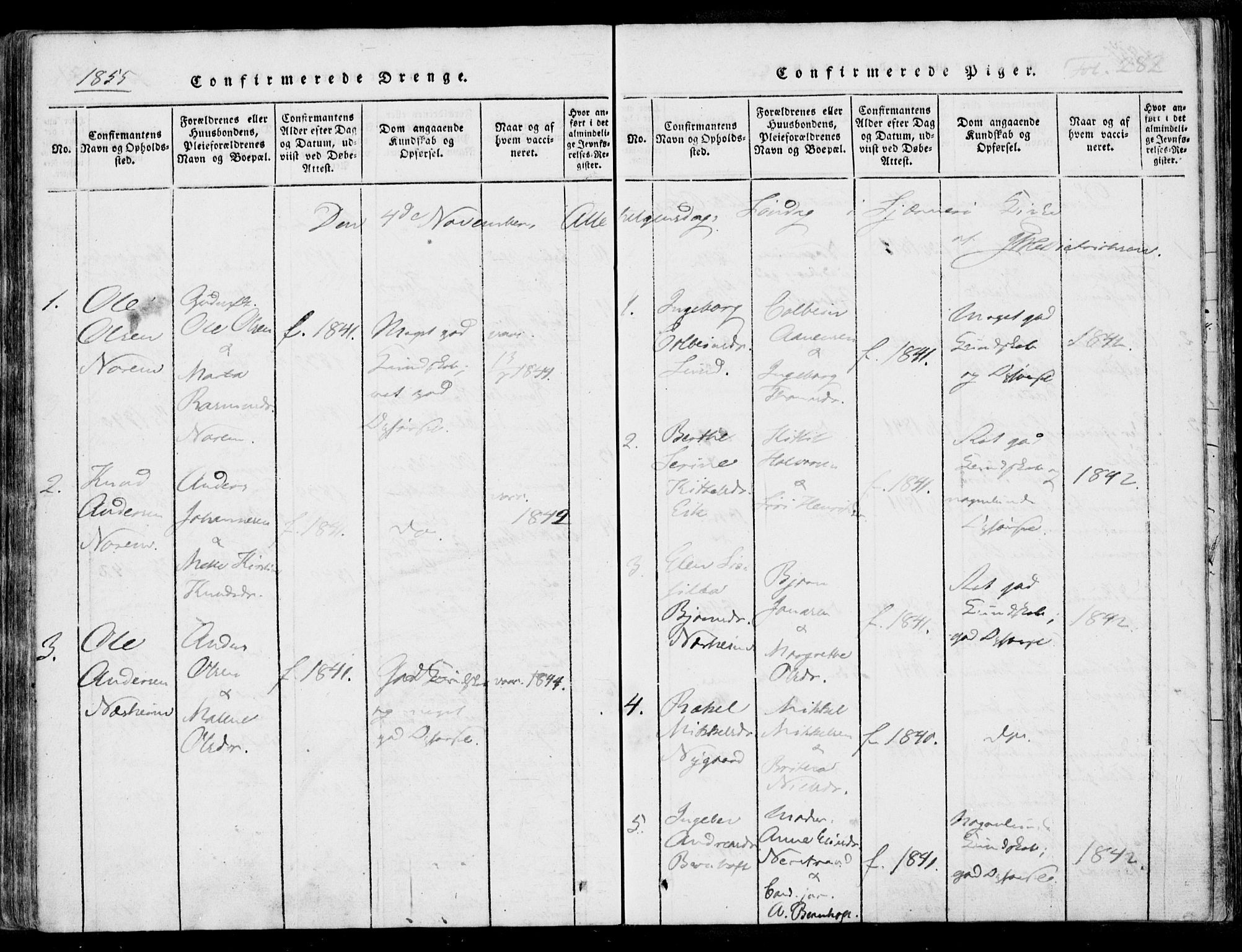 Nedstrand sokneprestkontor, AV/SAST-A-101841/01/IV: Parish register (official) no. A 7, 1816-1870, p. 282