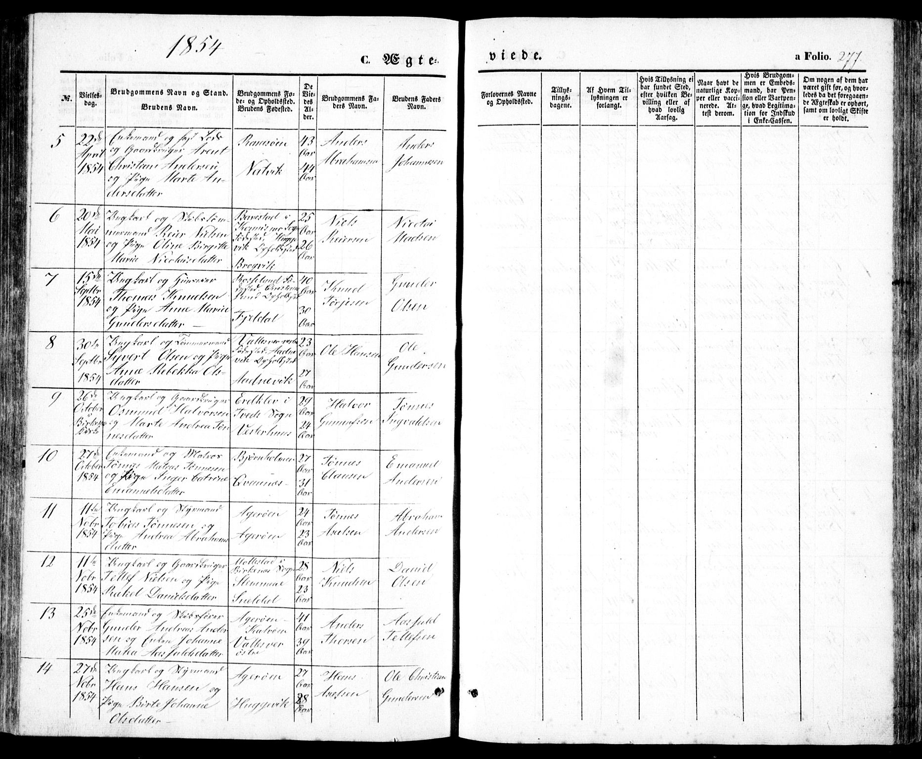 Høvåg sokneprestkontor, SAK/1111-0025/F/Fb/L0002: Parish register (copy) no. B 2, 1847-1869, p. 277