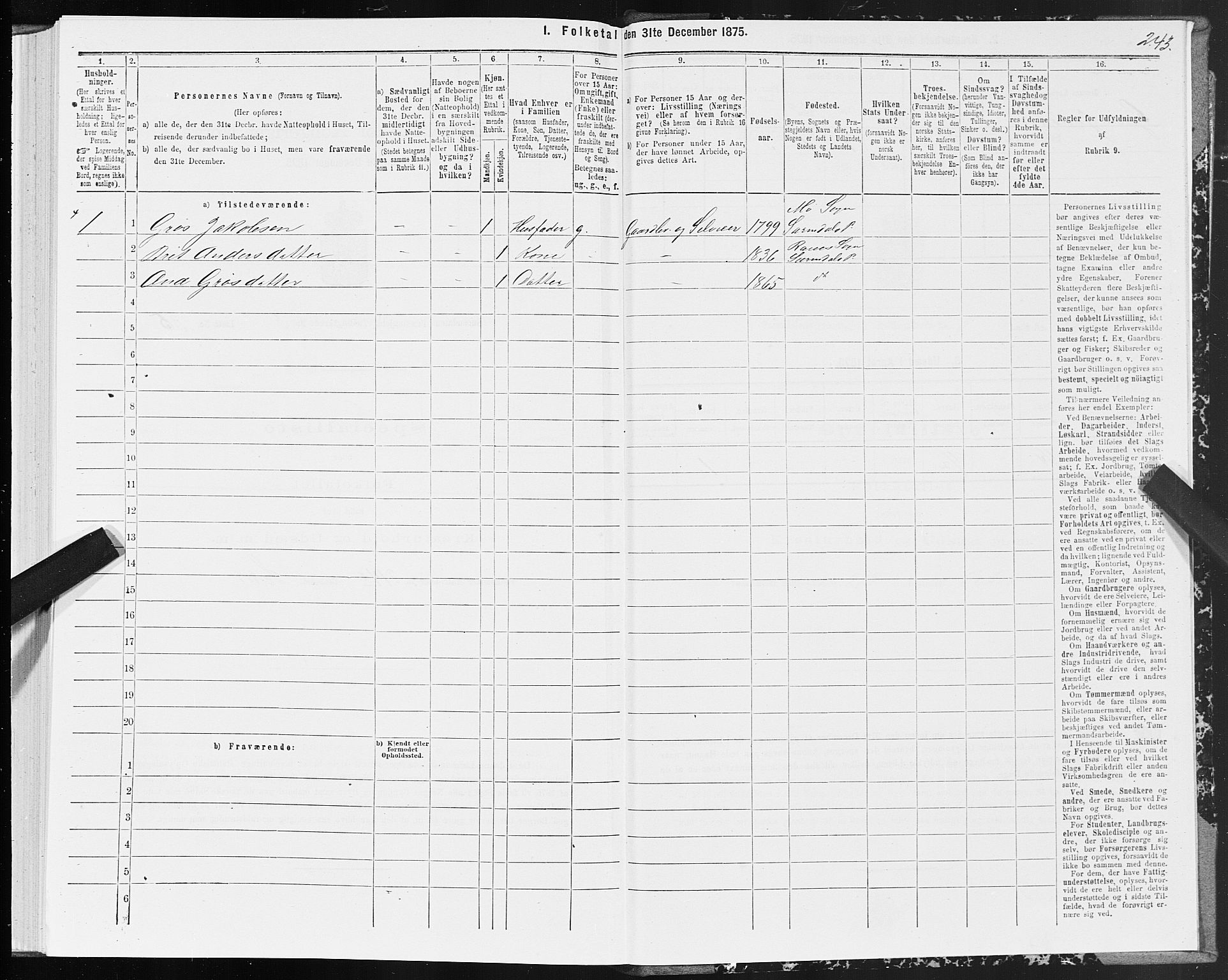 SAT, 1875 census for 1566P Surnadal, 1875, p. 2243