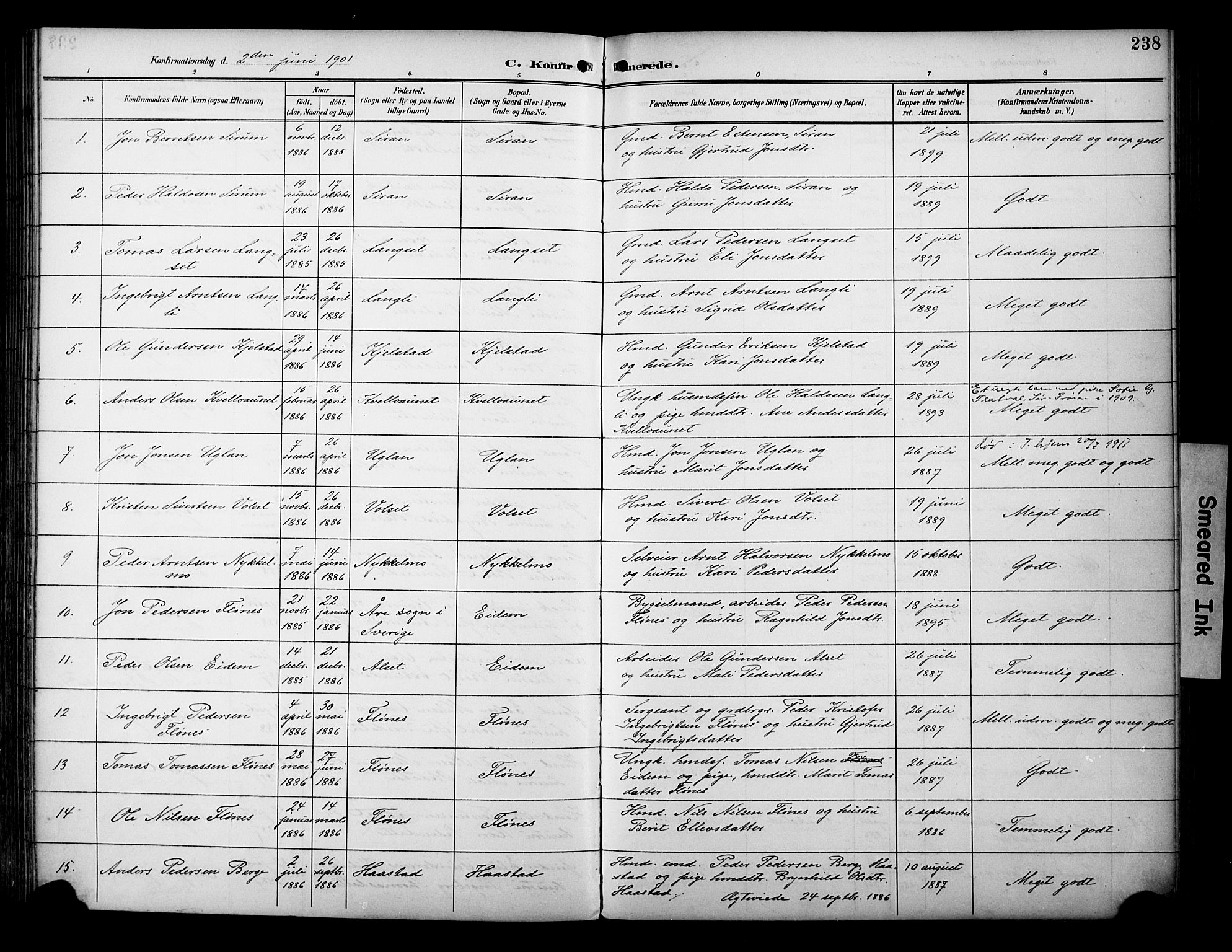 Ministerialprotokoller, klokkerbøker og fødselsregistre - Sør-Trøndelag, AV/SAT-A-1456/695/L1149: Parish register (official) no. 695A09, 1891-1902, p. 238