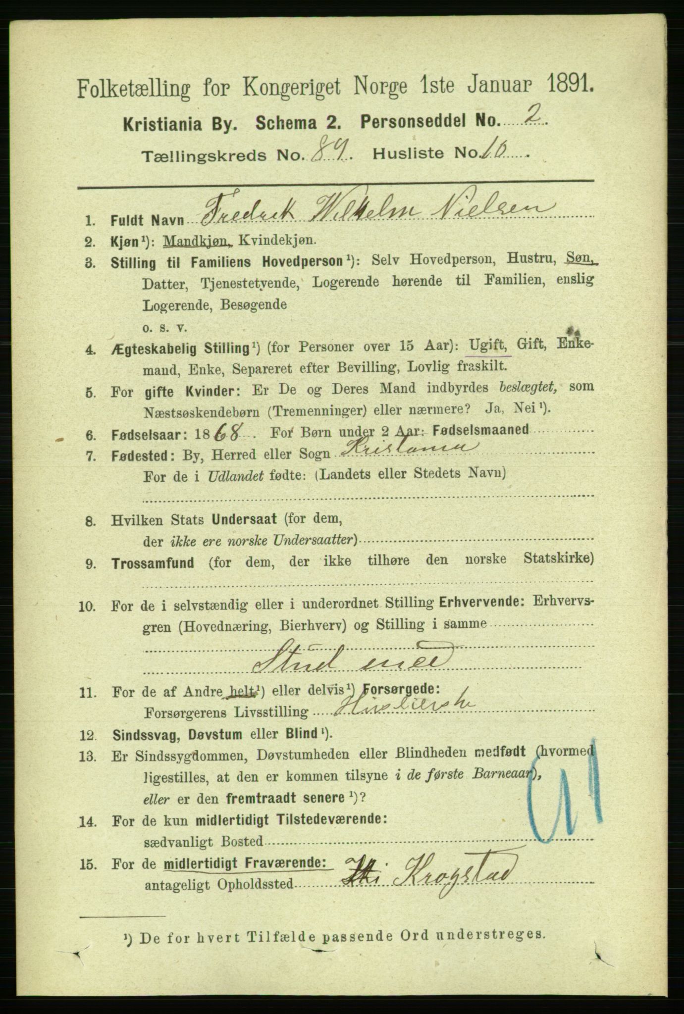 RA, 1891 census for 0301 Kristiania, 1891, p. 44304