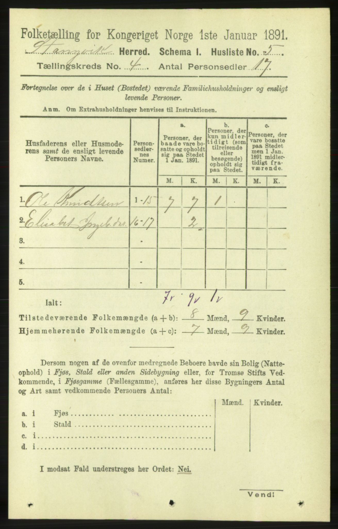 RA, 1891 census for 1564 Stangvik, 1891, p. 1528