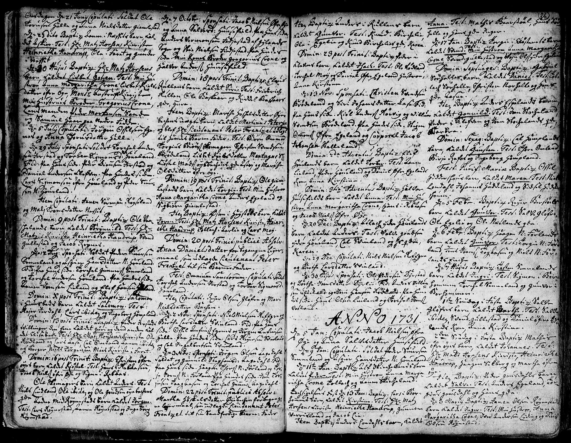 Kvinesdal sokneprestkontor, SAK/1111-0026/F/Fa/Fab/L0001: Parish register (official) no. A 1 /1, 1710-1788, p. 26