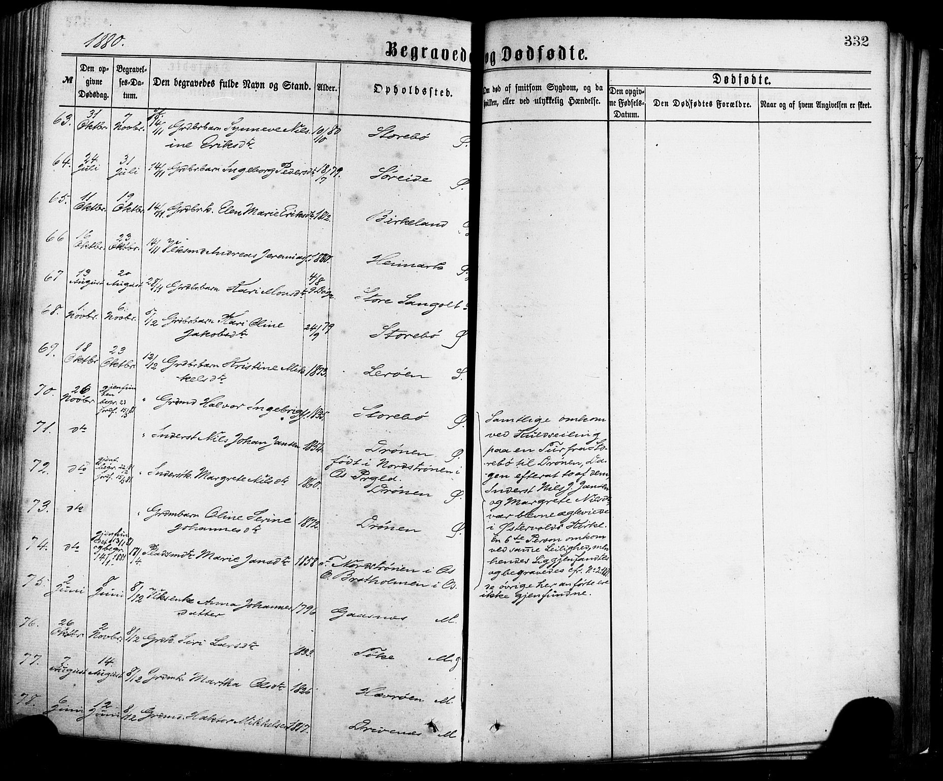 Sund sokneprestembete, AV/SAB-A-99930: Parish register (official) no. A 15, 1867-1881, p. 332