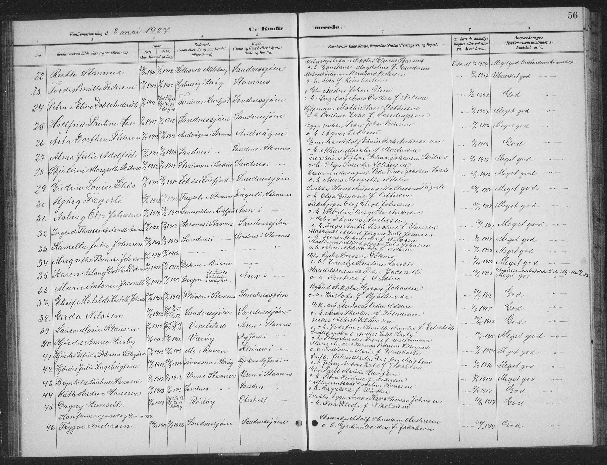 Ministerialprotokoller, klokkerbøker og fødselsregistre - Nordland, AV/SAT-A-1459/831/L0479: Parish register (copy) no. 831C06, 1897-1936, p. 56