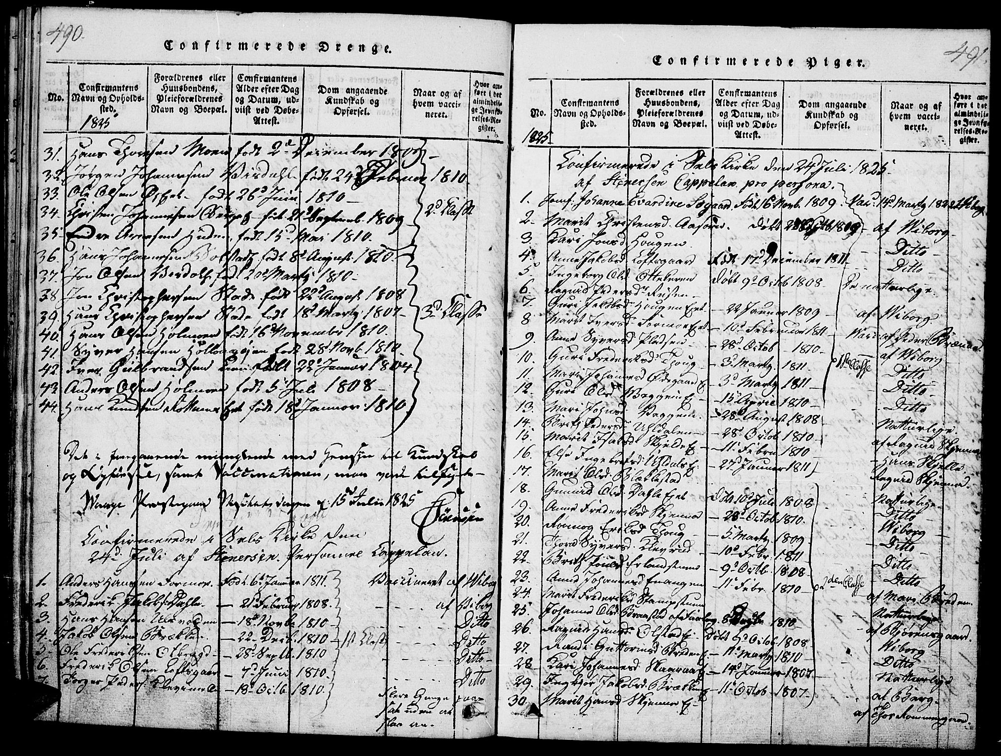 Vågå prestekontor, SAH/PREST-076/H/Ha/Haa/L0003: Parish register (official) no. 3, 1815-1827, p. 490-491