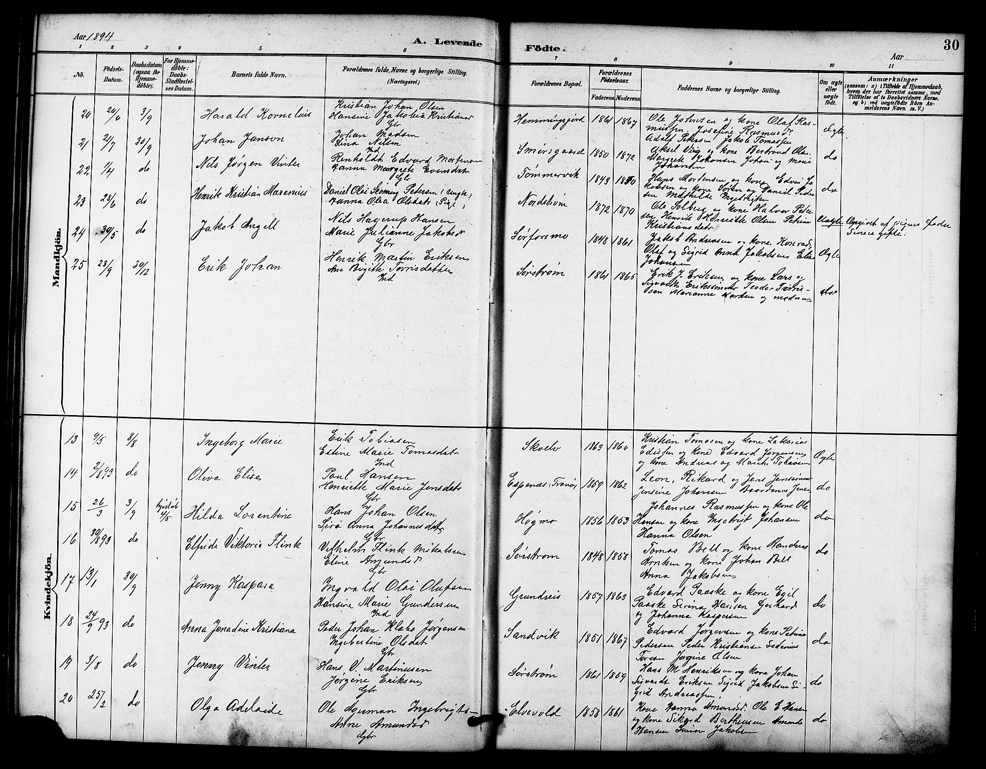 Tranøy sokneprestkontor, SATØ/S-1313/I/Ia/Iab/L0022klokker: Parish register (copy) no. 22, 1887-1912, p. 30