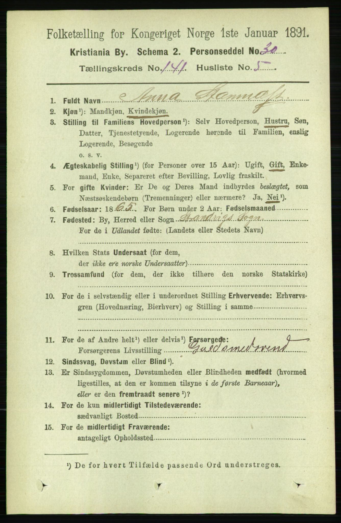RA, 1891 census for 0301 Kristiania, 1891, p. 78230