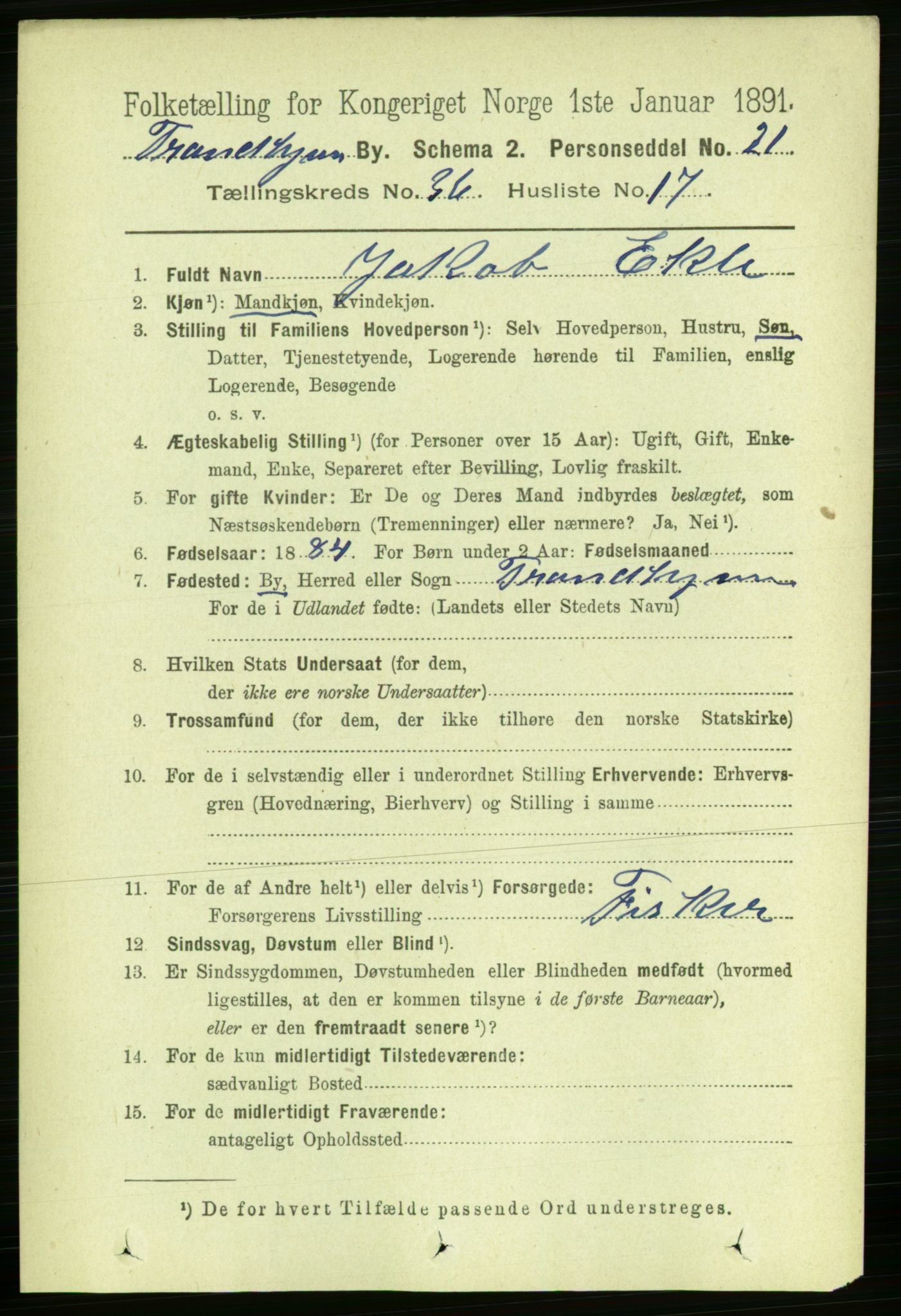 RA, 1891 census for 1601 Trondheim, 1891, p. 27109