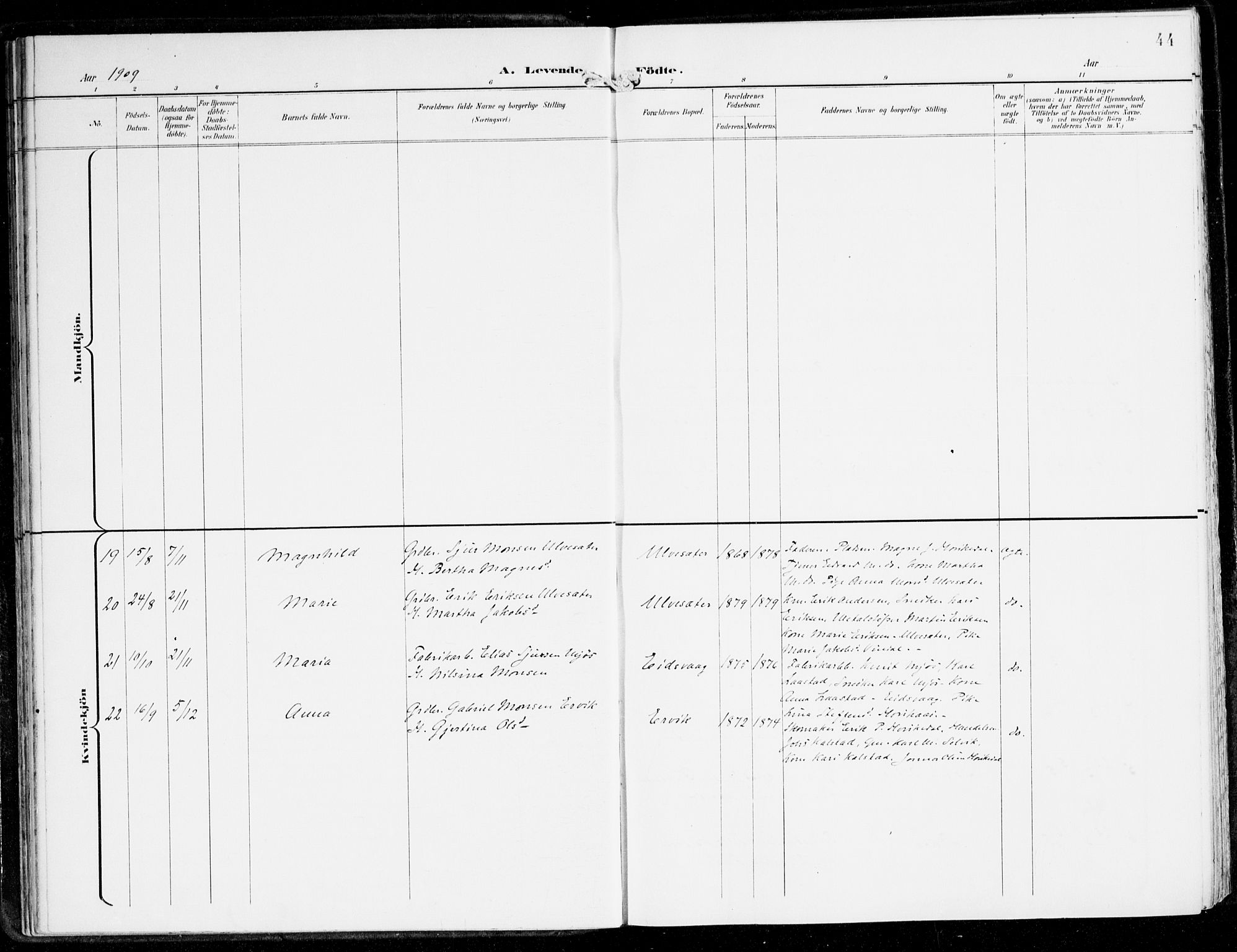 Hamre sokneprestembete, AV/SAB-A-75501/H/Ha/Haa/Haad/L0002: Parish register (official) no. D 2, 1899-1916, p. 44