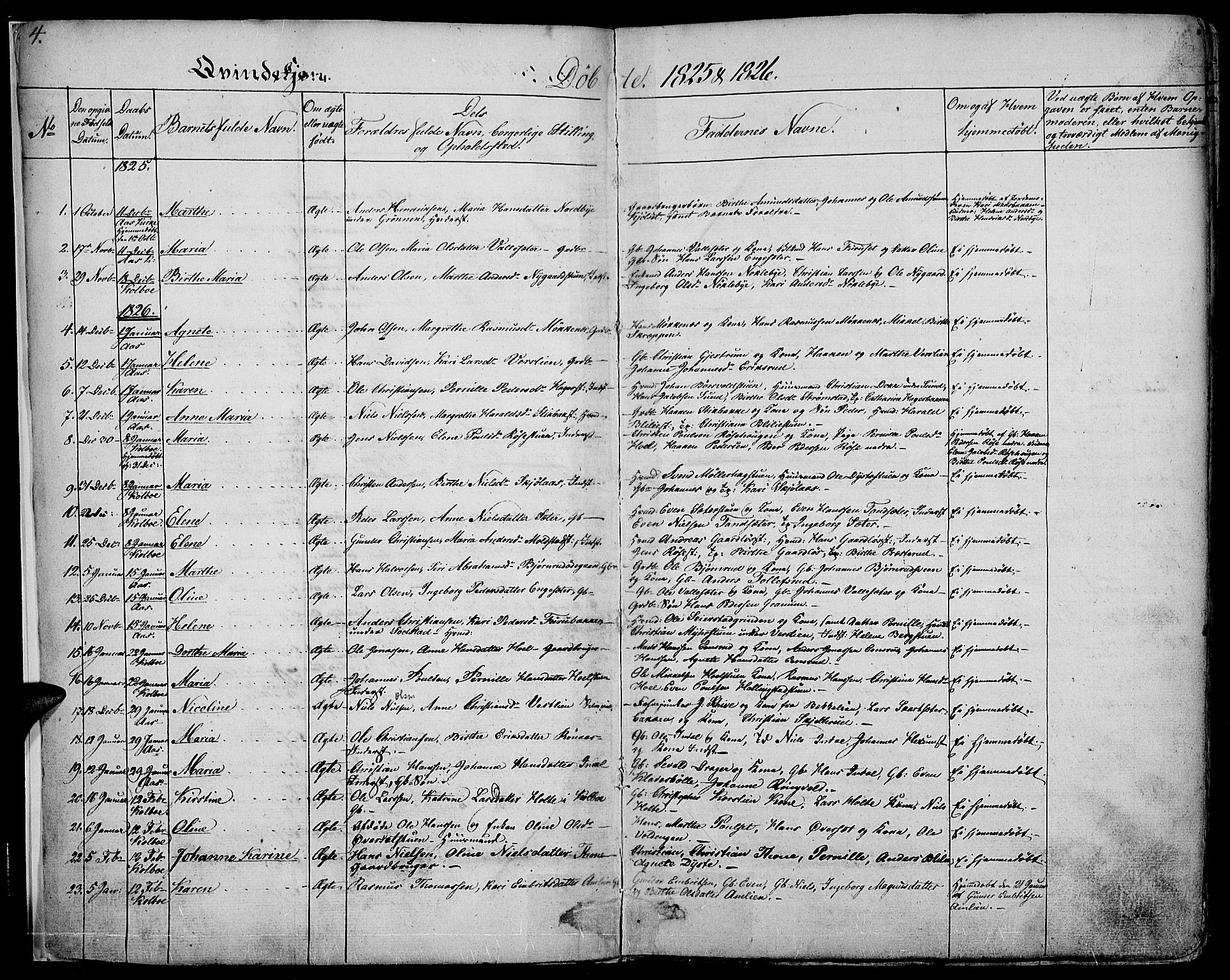 Vestre Toten prestekontor, AV/SAH-PREST-108/H/Ha/Haa/L0002: Parish register (official) no. 2, 1825-1837, p. 4