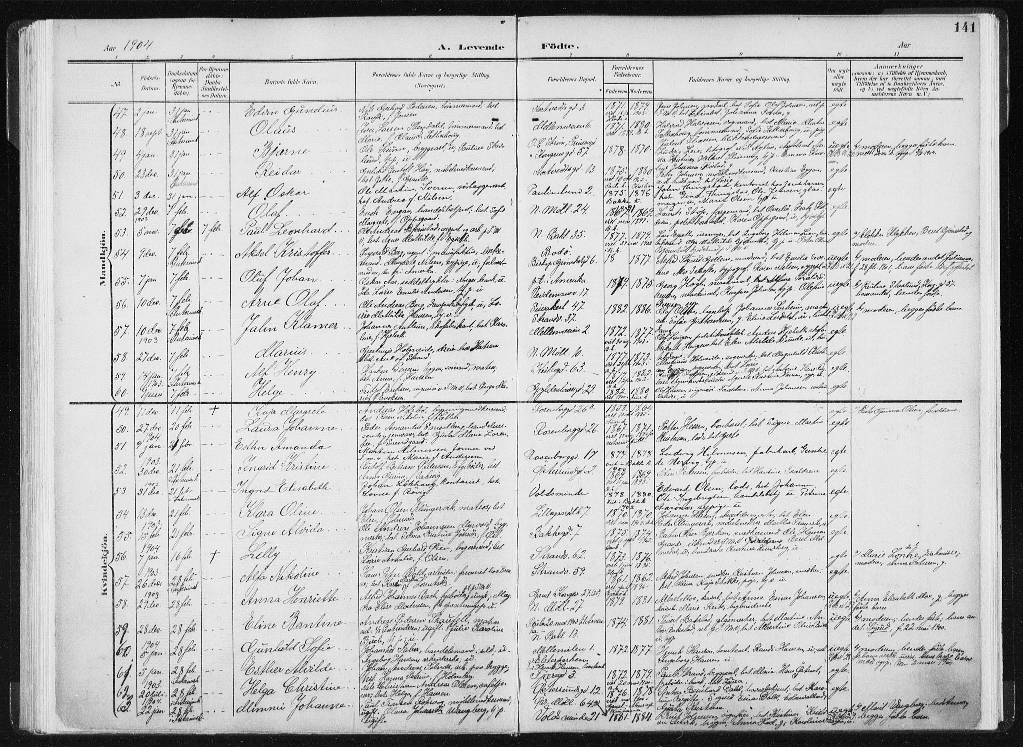Ministerialprotokoller, klokkerbøker og fødselsregistre - Sør-Trøndelag, AV/SAT-A-1456/604/L0199: Parish register (official) no. 604A20I, 1901-1906, p. 141