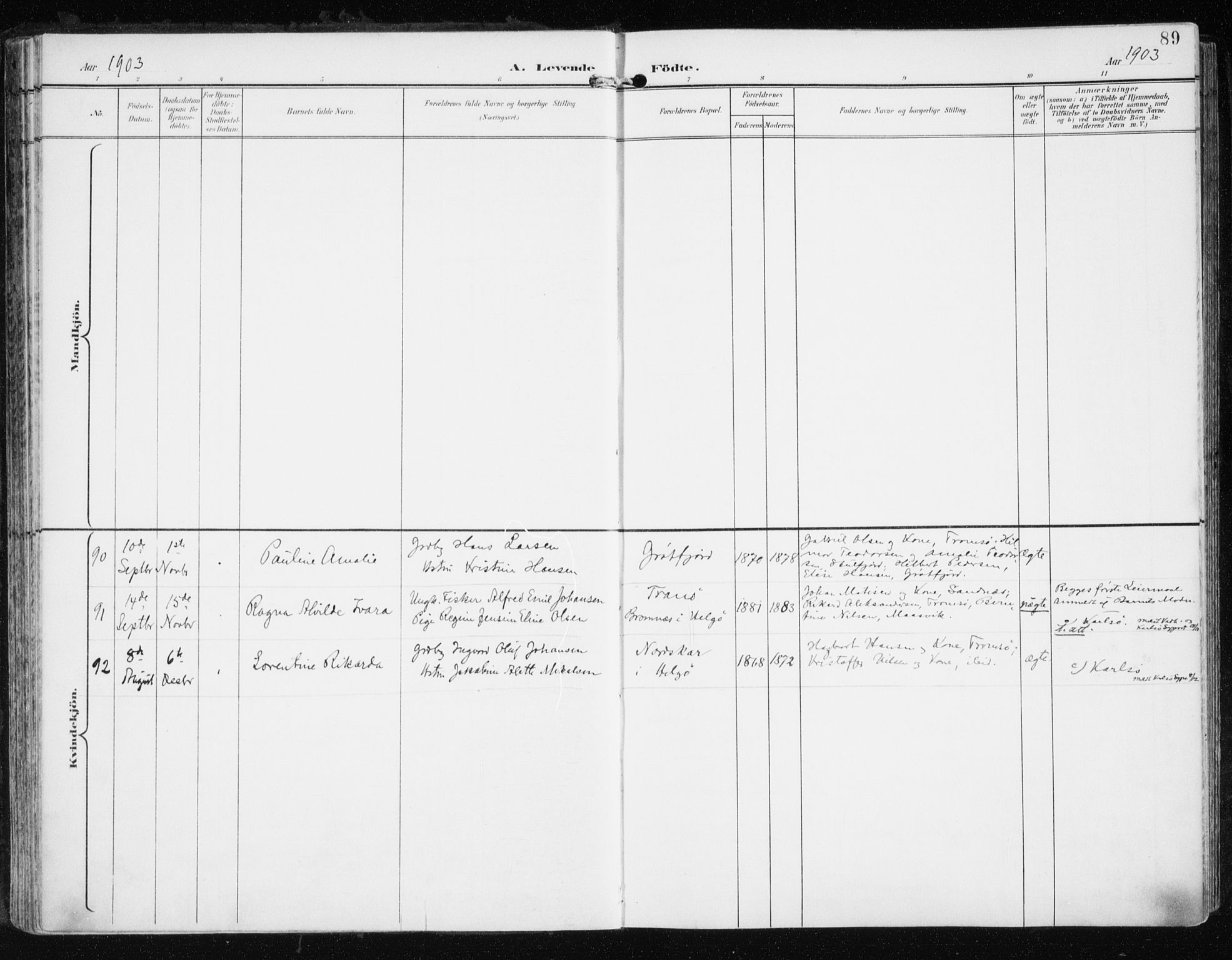 Tromsøysund sokneprestkontor, AV/SATØ-S-1304/G/Ga/L0006kirke: Parish register (official) no. 6, 1897-1906, p. 89