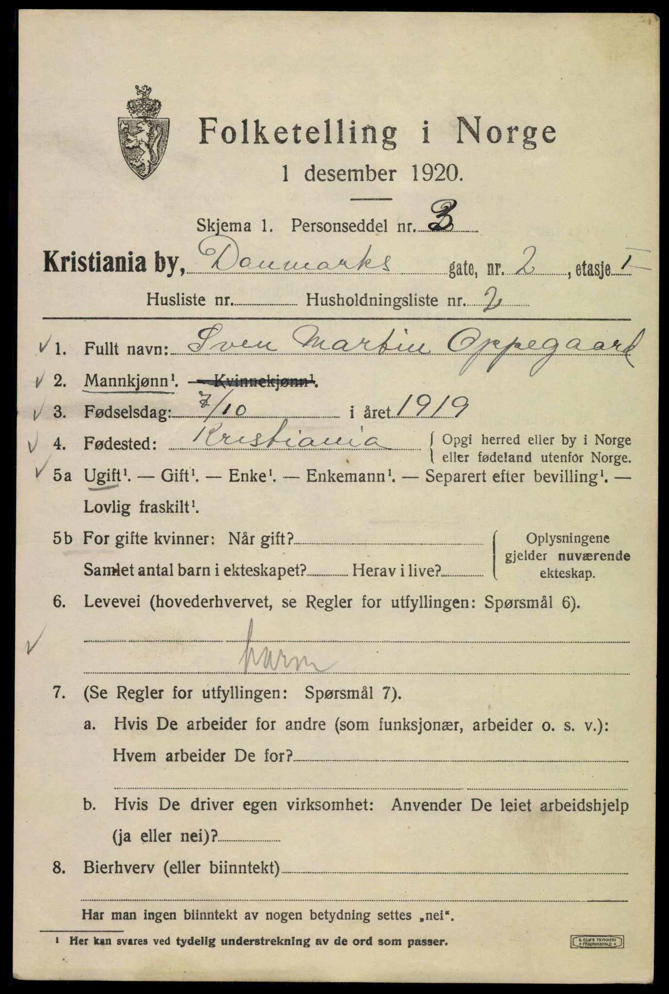 SAO, 1920 census for Kristiania, 1920, p. 194461