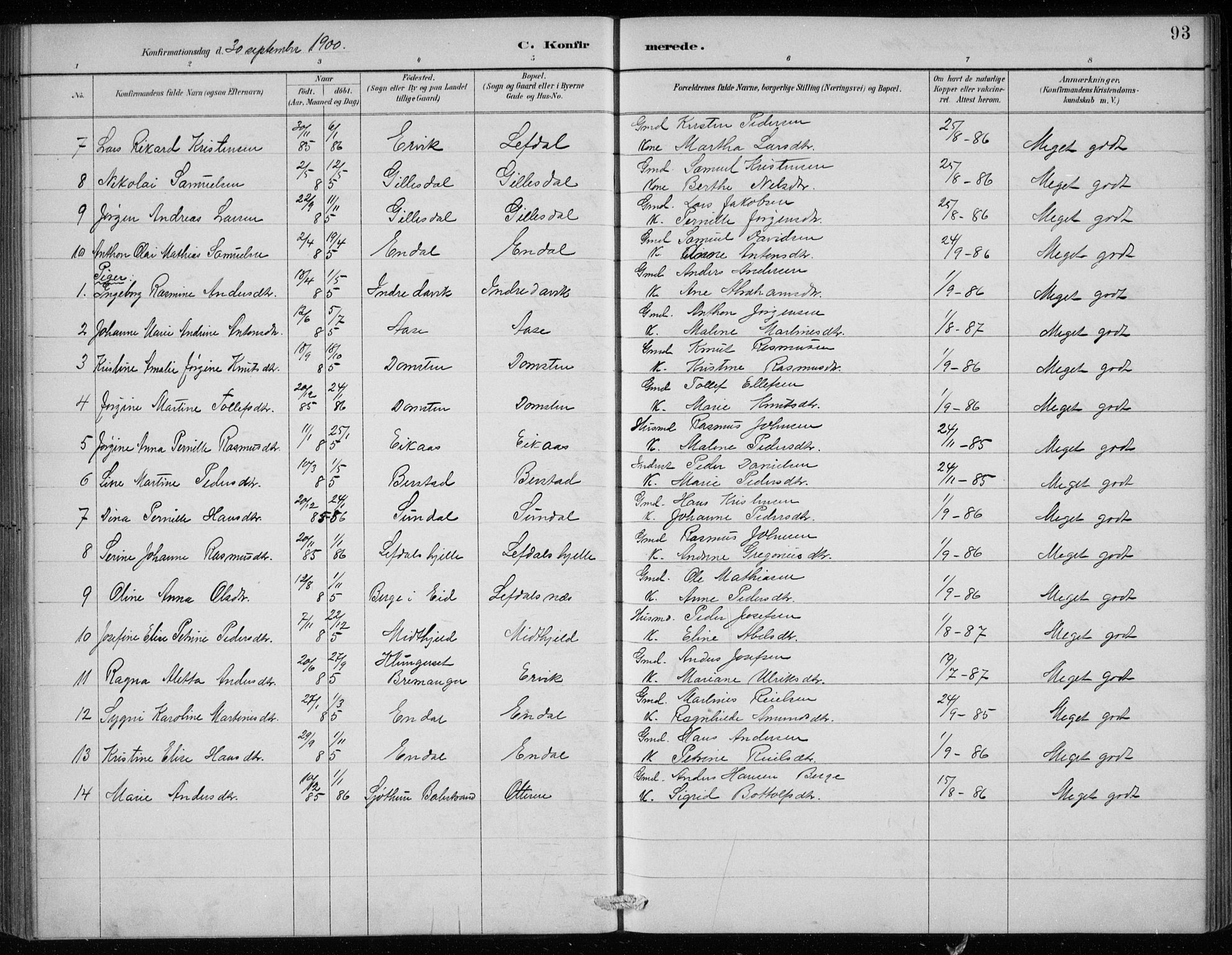 Davik sokneprestembete, AV/SAB-A-79701/H/Hab/Haba/L0002: Parish register (copy) no. A 2, 1890-1911, p. 93