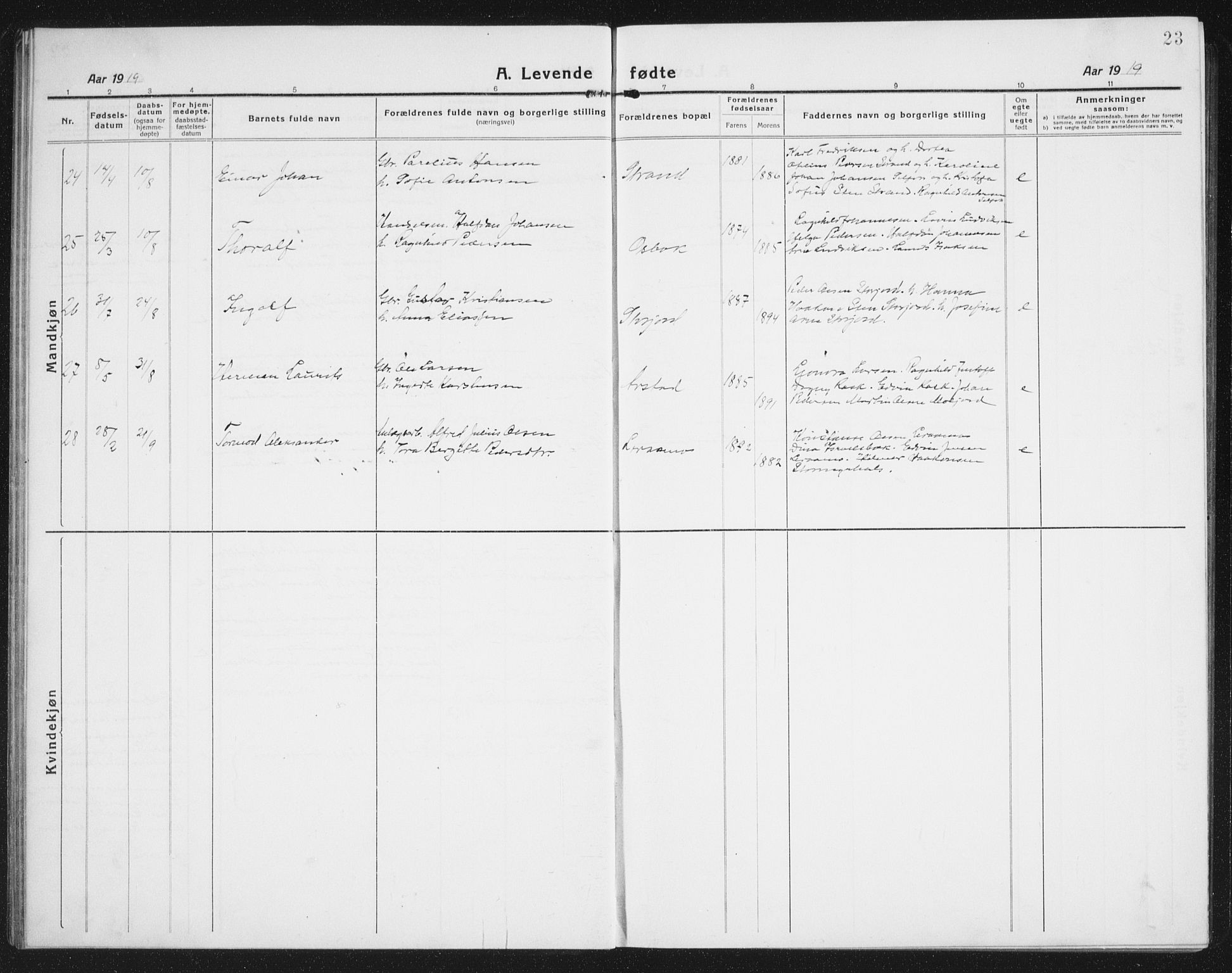 Ministerialprotokoller, klokkerbøker og fødselsregistre - Nordland, AV/SAT-A-1459/846/L0656: Parish register (copy) no. 846C06, 1917-1936, p. 23