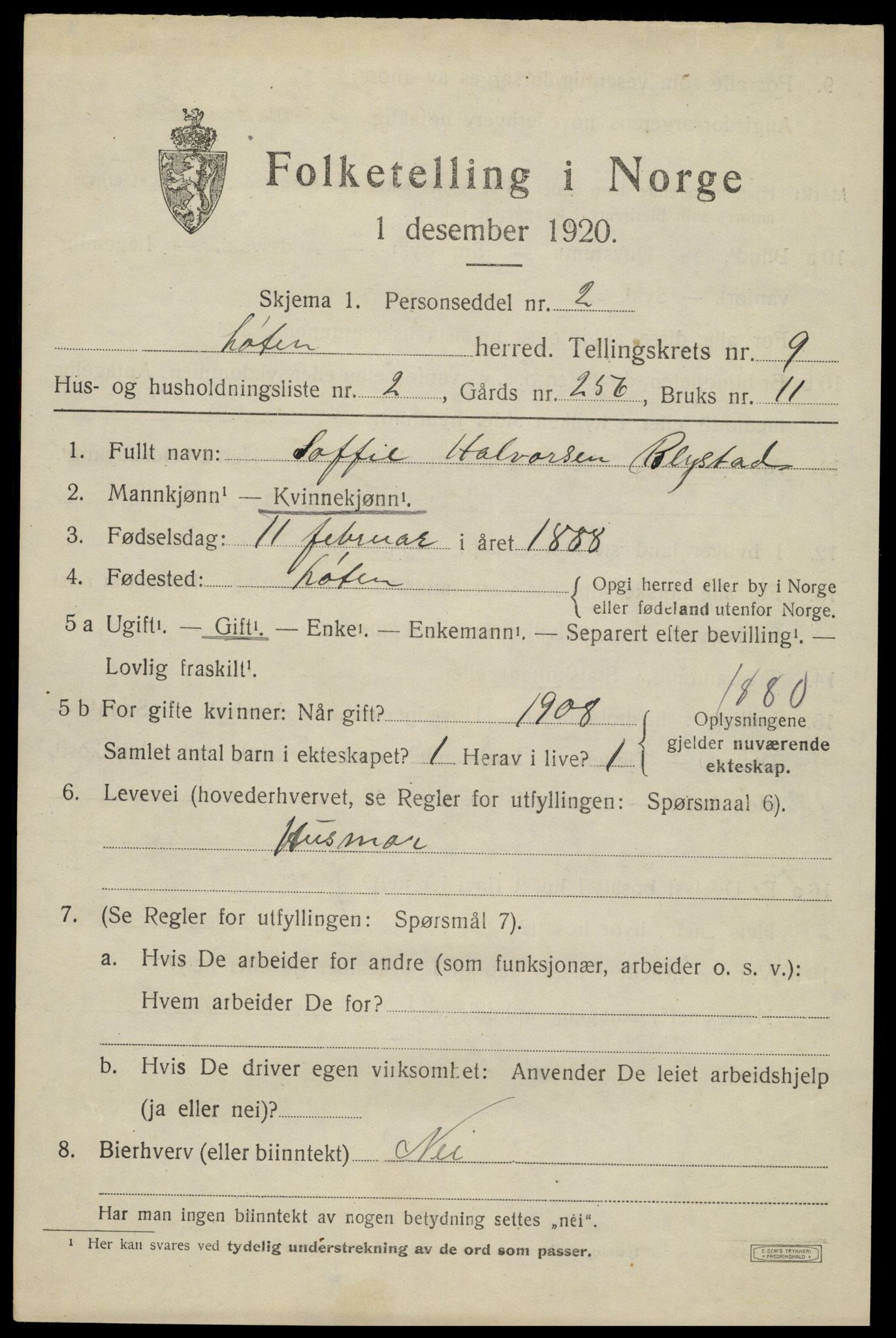 SAH, 1920 census for Løten, 1920, p. 14727