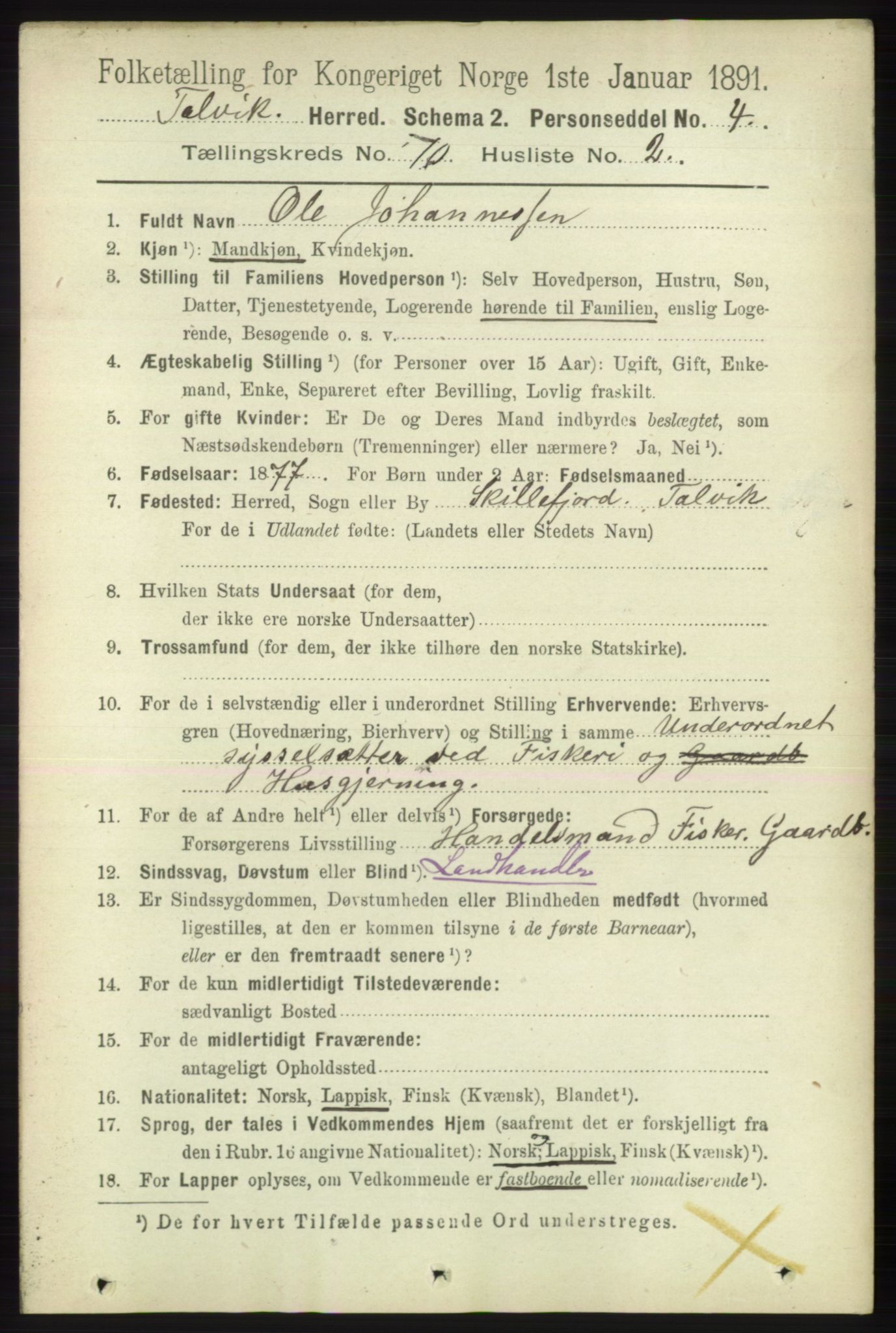 RA, 1891 census for 2013 Talvik, 1891, p. 2345