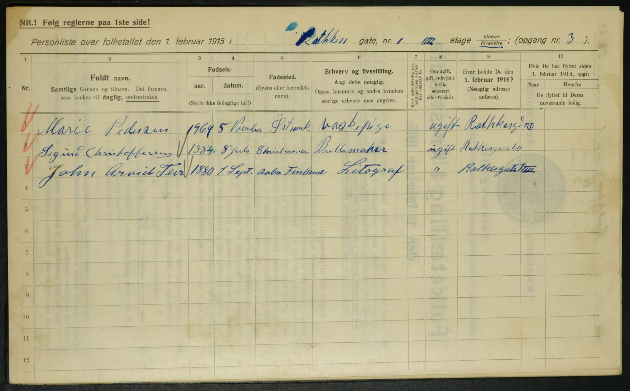 OBA, Municipal Census 1915 for Kristiania, 1915, p. 81639