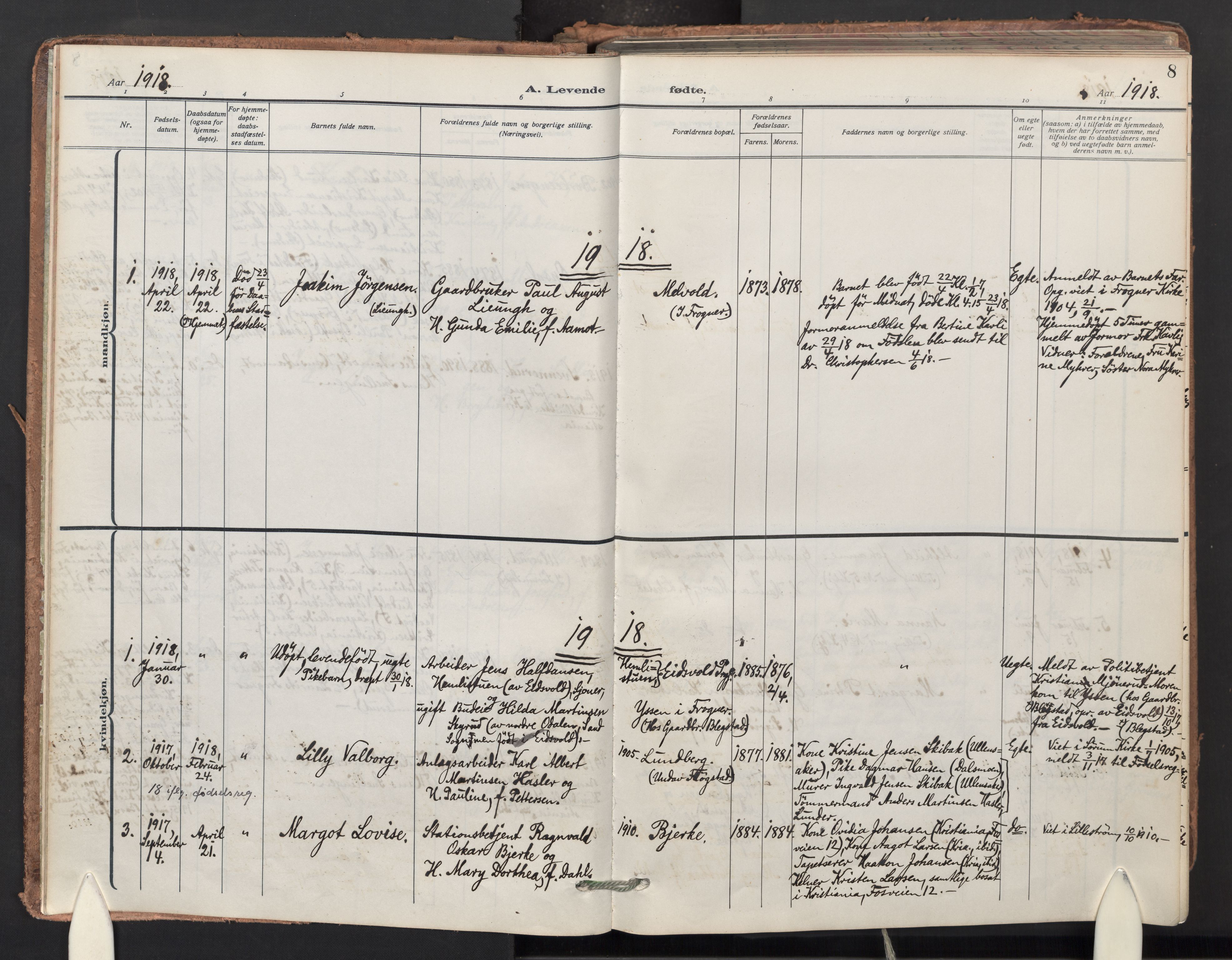 Sørum prestekontor Kirkebøker, AV/SAO-A-10303/F/Fb/L0002: Parish register (official) no. II 2, 1915-1954, p. 8