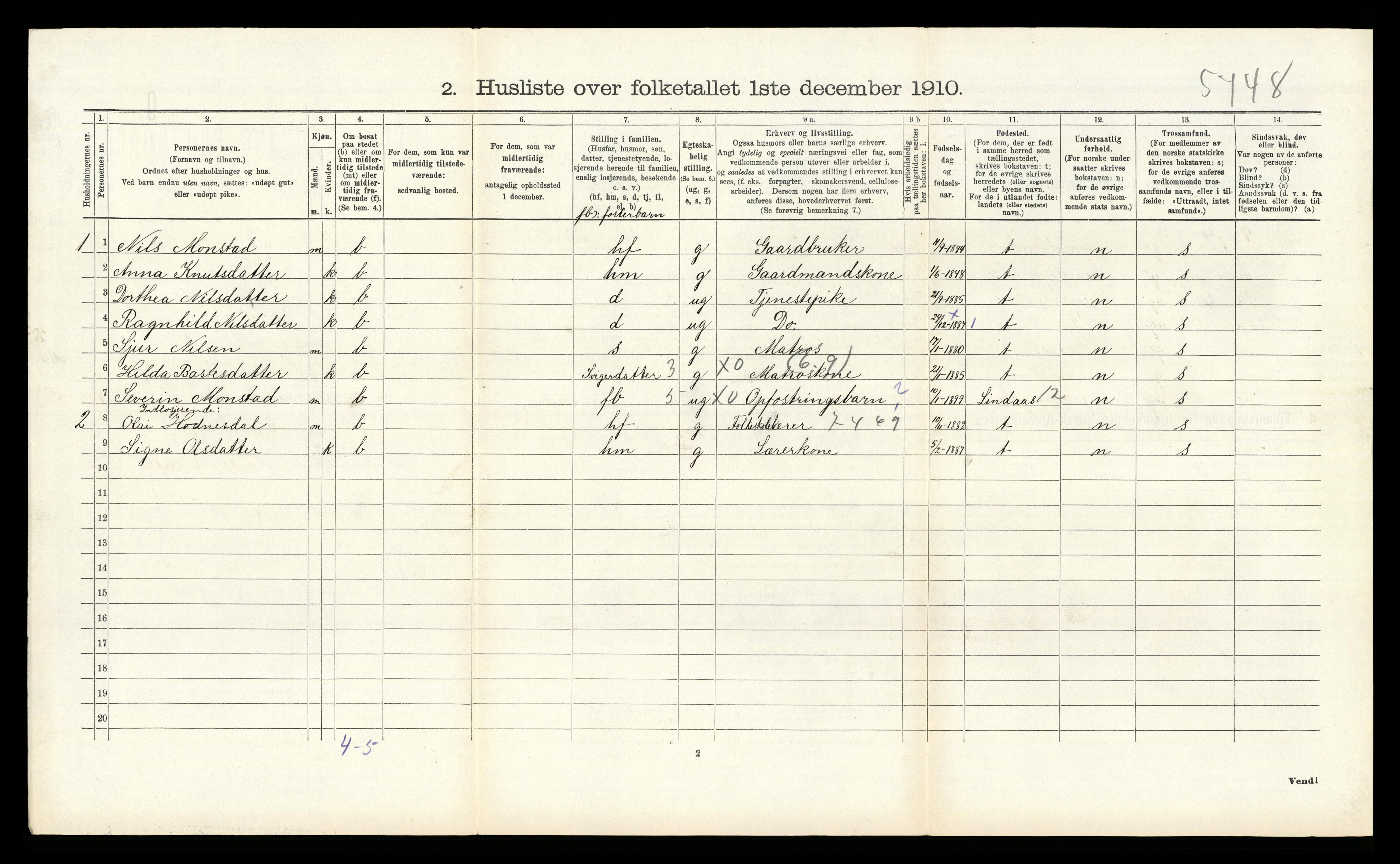 RA, 1910 census for Alversund, 1910, p. 863