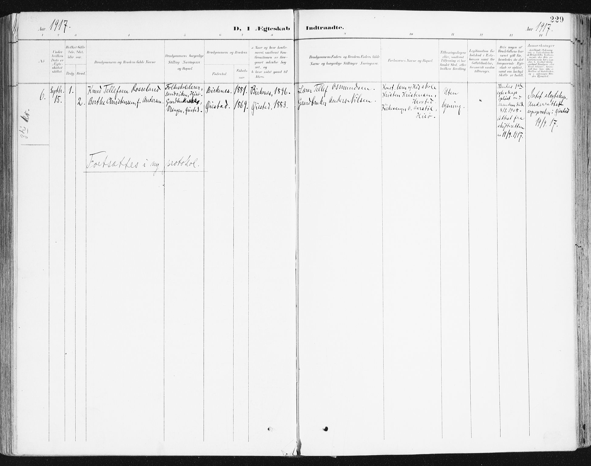 Hisøy sokneprestkontor, SAK/1111-0020/F/Fa/L0004: Parish register (official) no. A 4, 1895-1917, p. 229