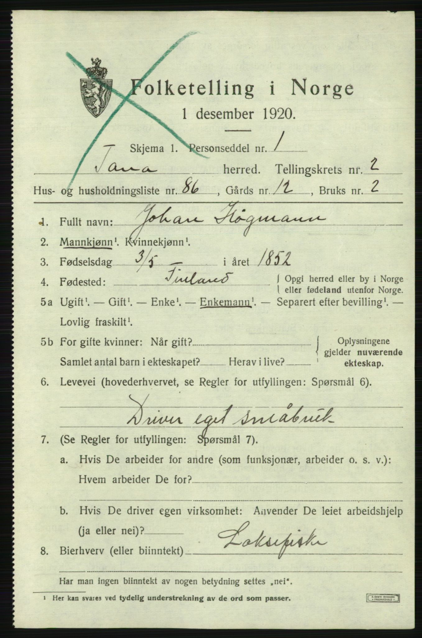 SATØ, 1920 census for Tana, 1920, p. 2348