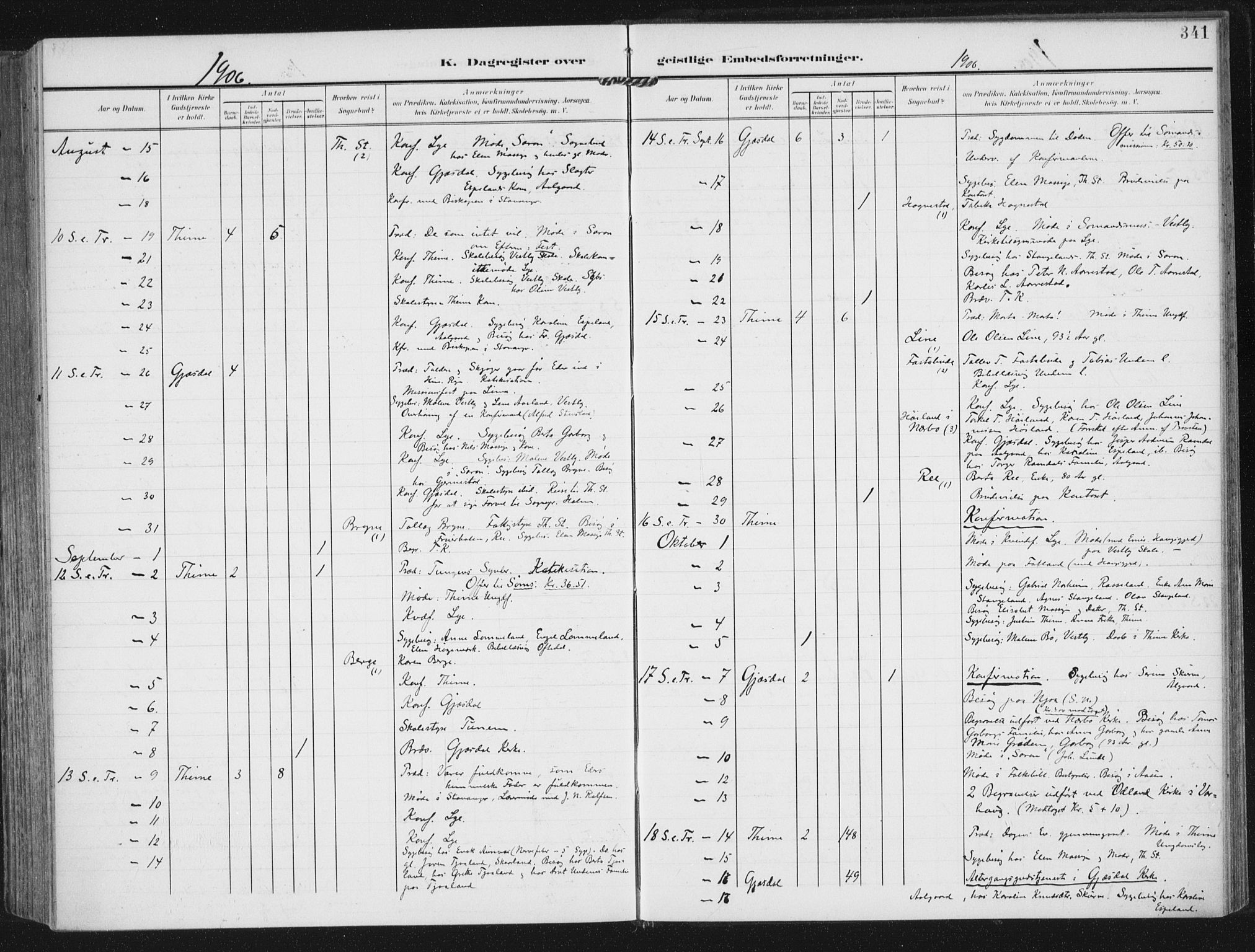 Lye sokneprestkontor, AV/SAST-A-101794/002/A/L0001: Parish register (official) no. A 12, 1904-1920, p. 341