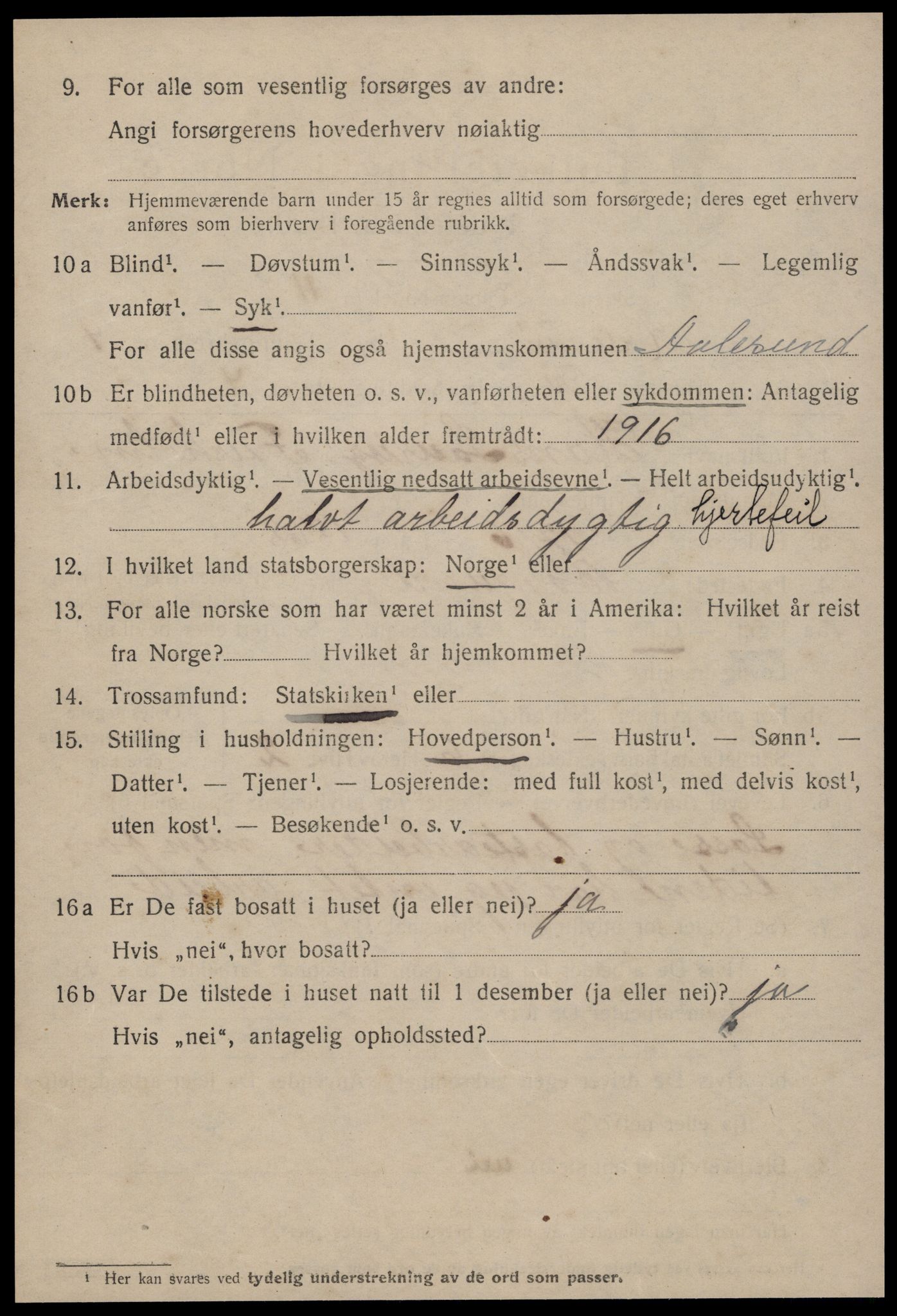 SAT, 1920 census for Ålesund, 1920, p. 23287